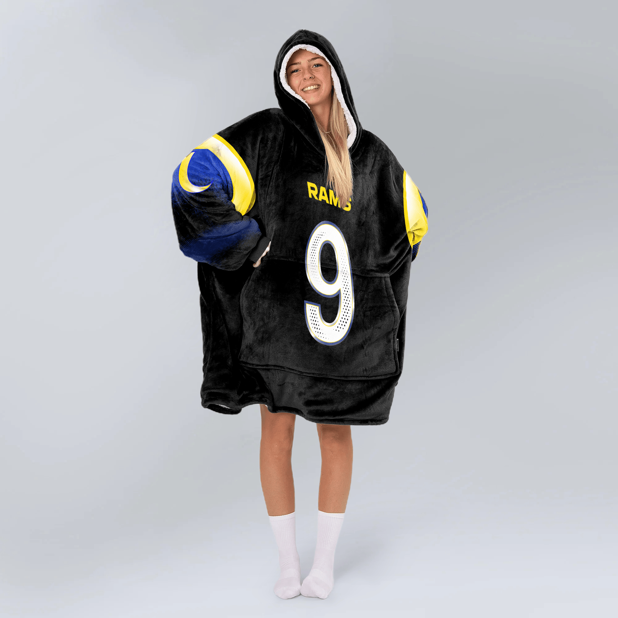 Adult M.S 9 Los Angeles R Football Unisex Blanket Hoodie