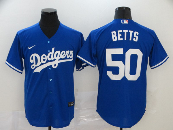 Men's Los Angeles Dodgers #50 Mookie Betts Blue Stitched MLB Cool Base  Jersey
