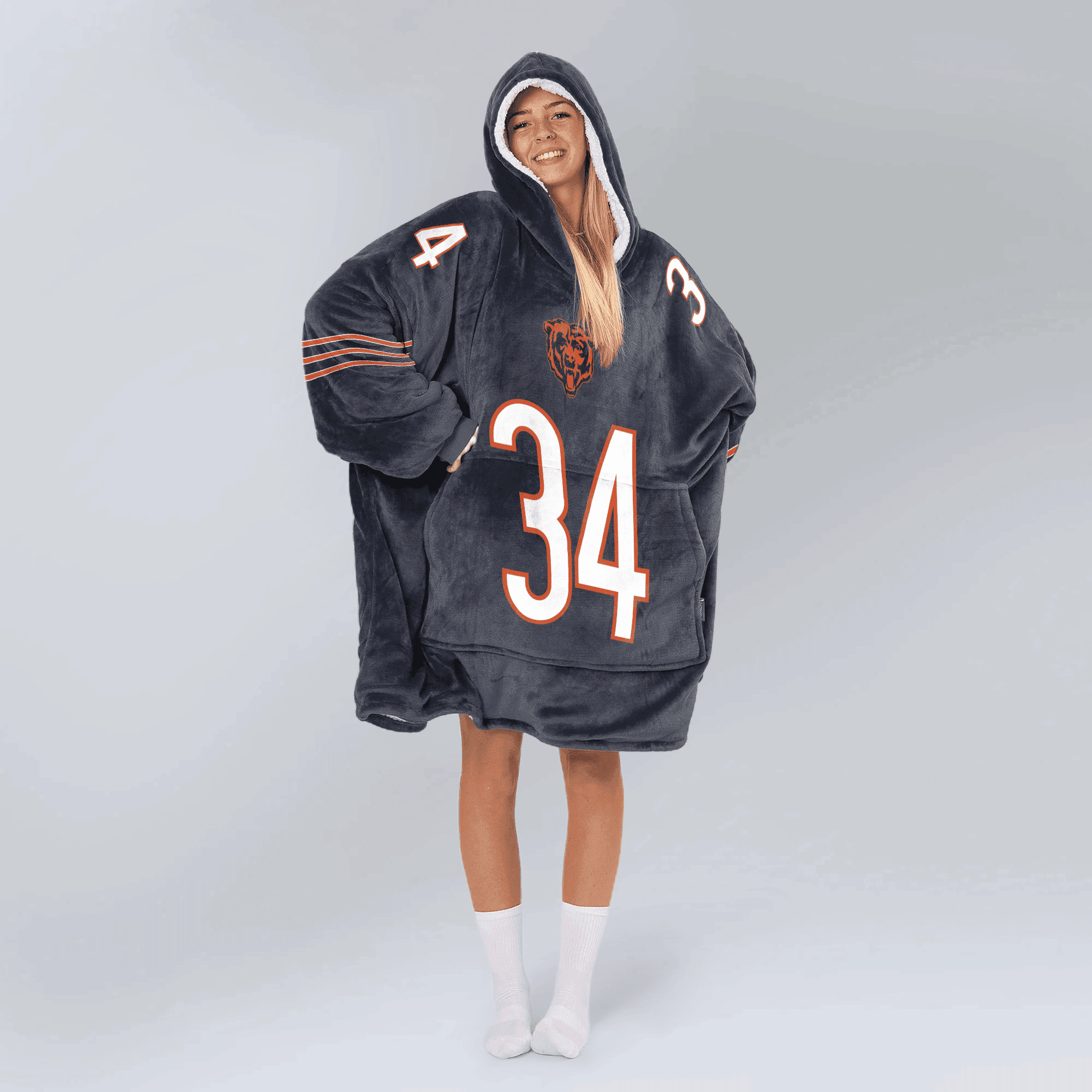 Adult 34 Chicago Football Unisex Blanket Hoodie