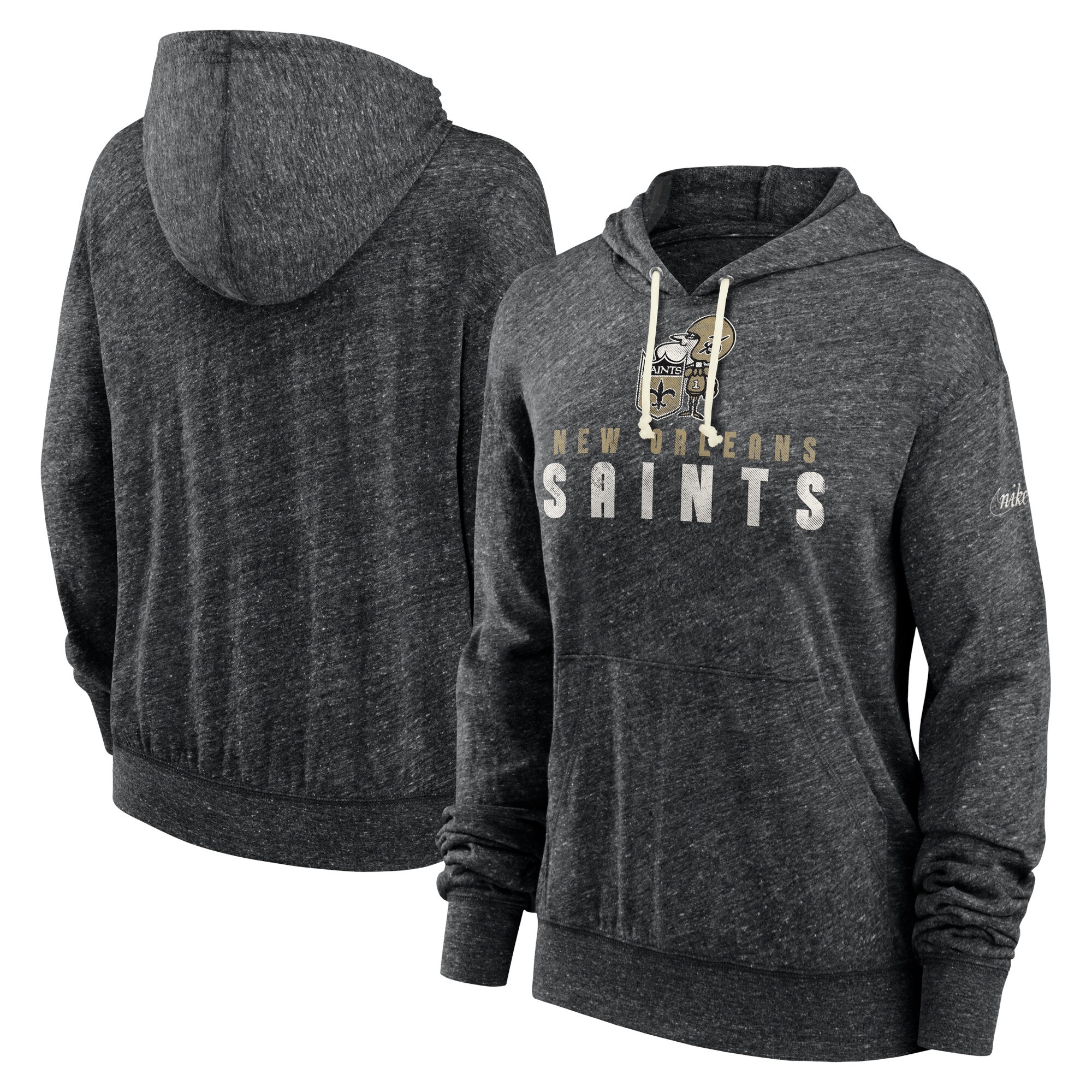 New Orleans Saints Women's Rewind Gym Vintage Lighweight Pullover Hoodie - Black