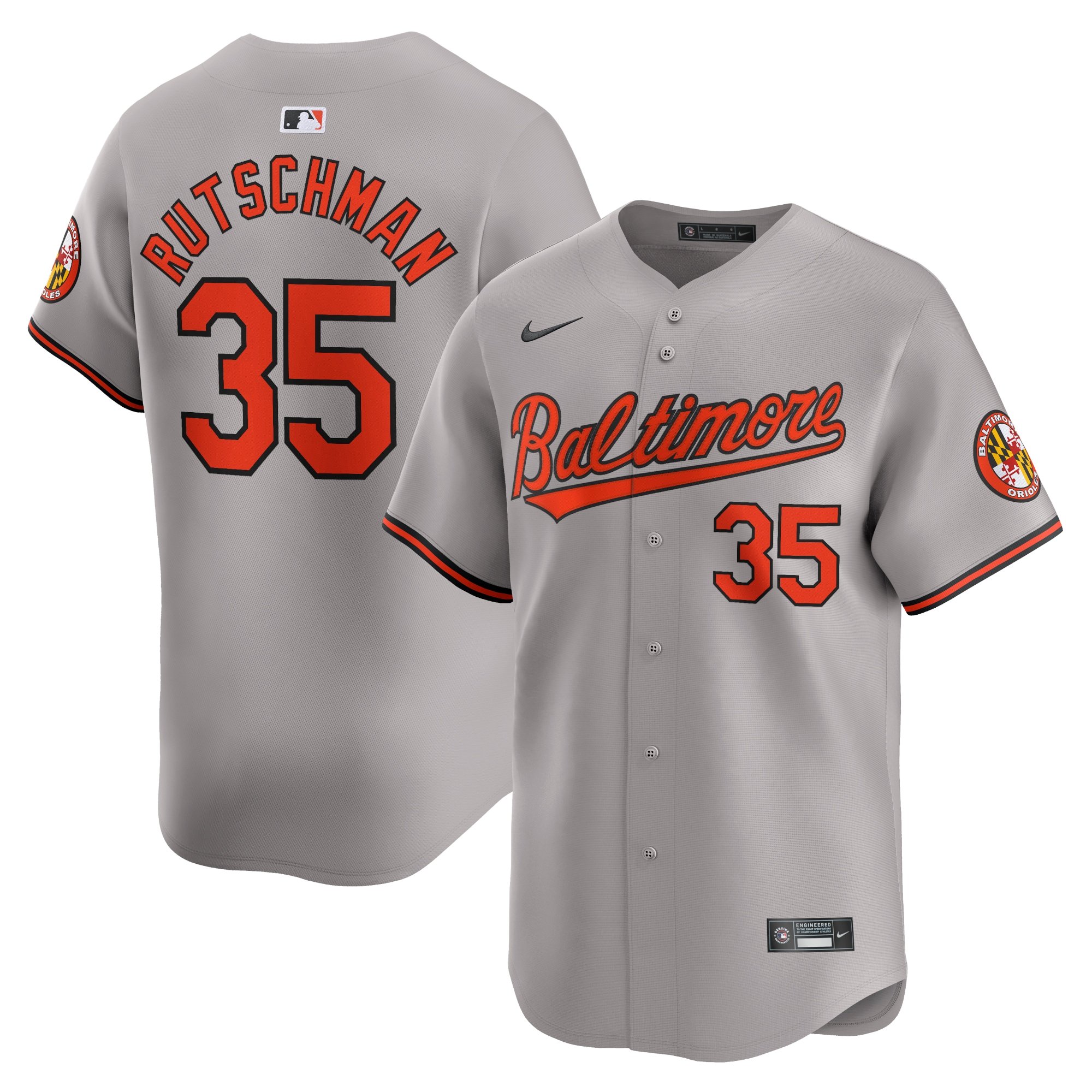 Men's Baltimore Orioles Adley Rutschman  Orange Road Limited Player Jersey