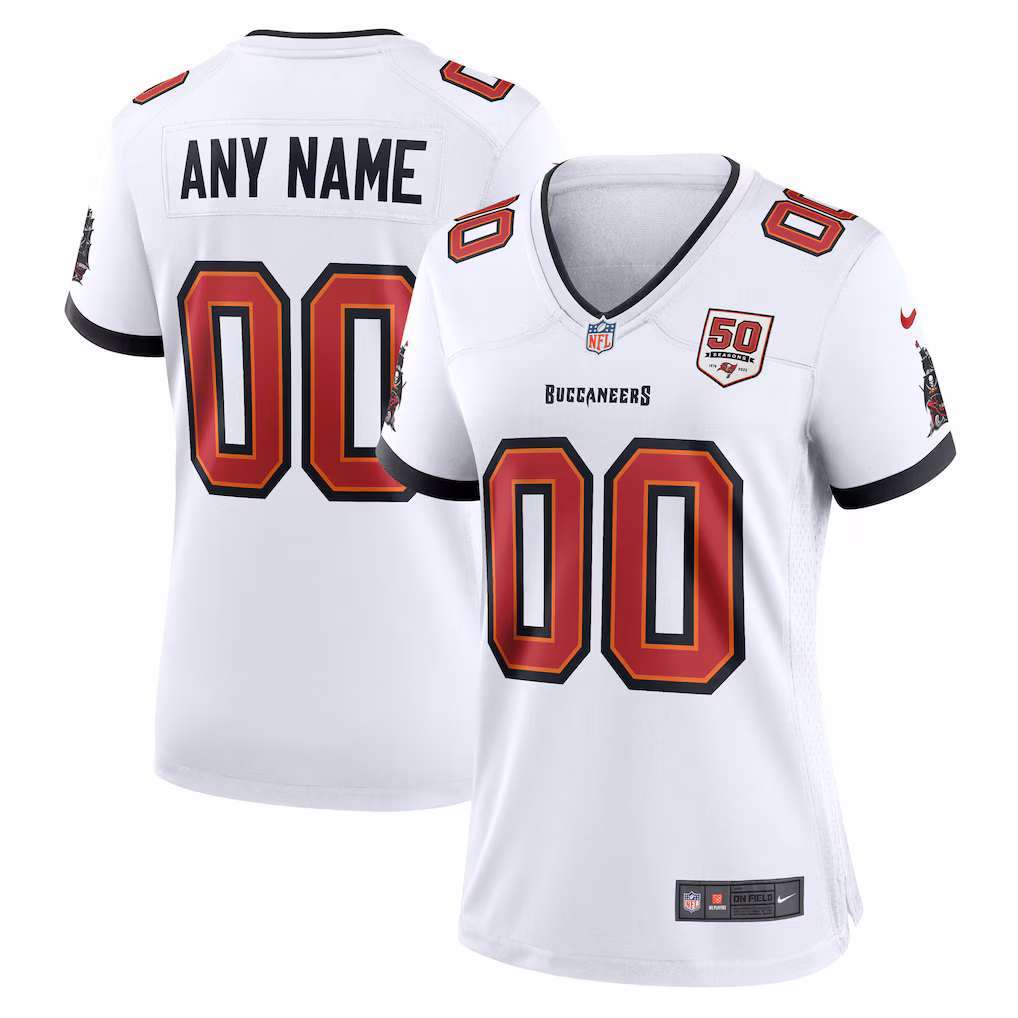 Custom Tampa Bay Buccaneers Women's 50th Season Game Jersey - White