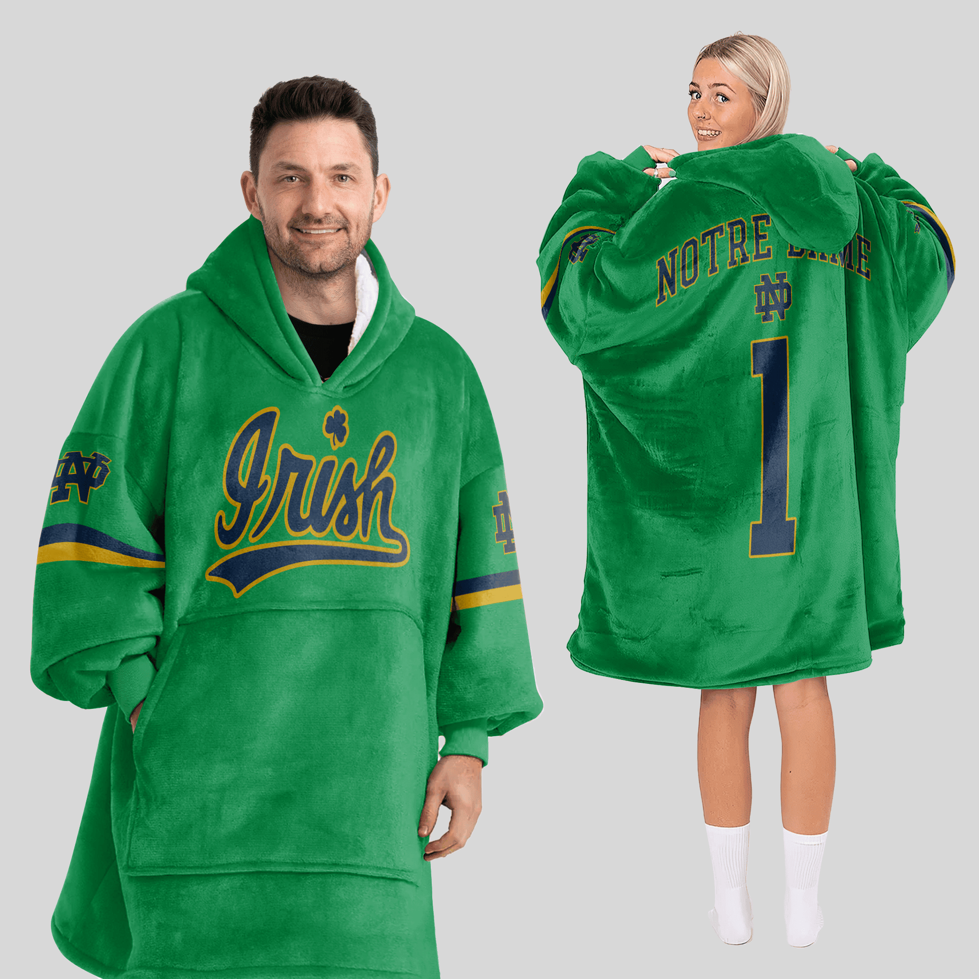 Adult 1 Notre Dame Football Unisex Blanket Hoodie