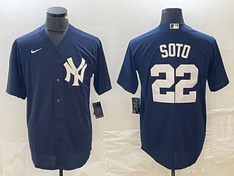 Men's  New York Yankees Jersey #22 Juan Soto Blue Jersey
