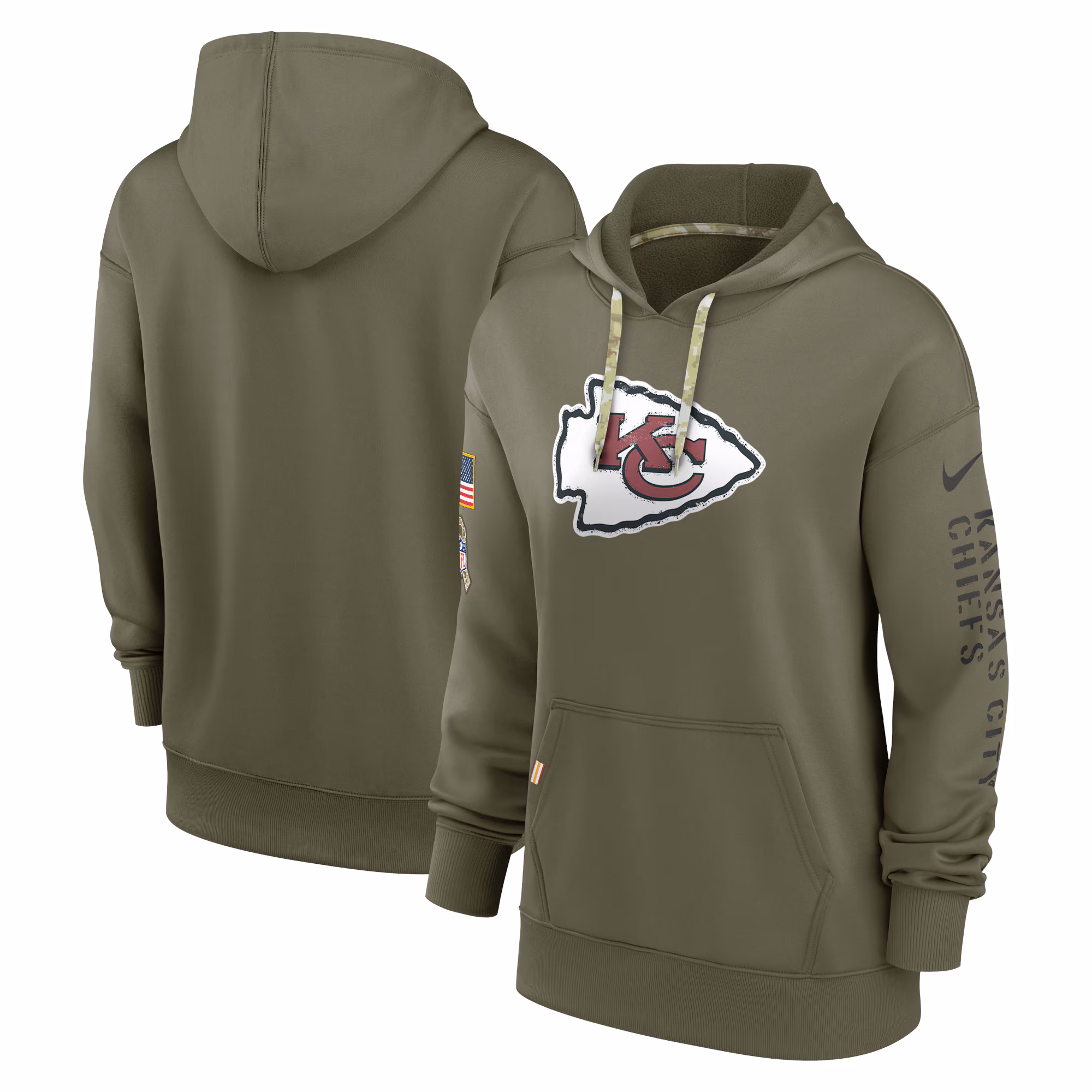 Kansas City Chiefs Women's 2022 Salute To Service Performance Pullover Hoodie - Olive