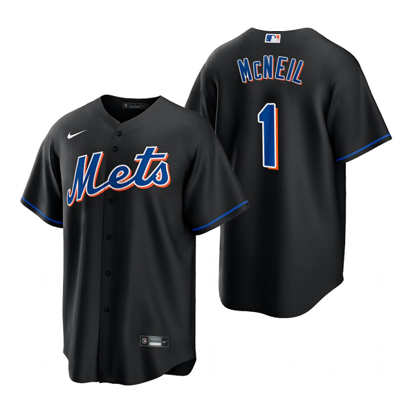Men's New York Mets #1 Jeff McNeil  Black Cool Base MLB Alternate Jersey