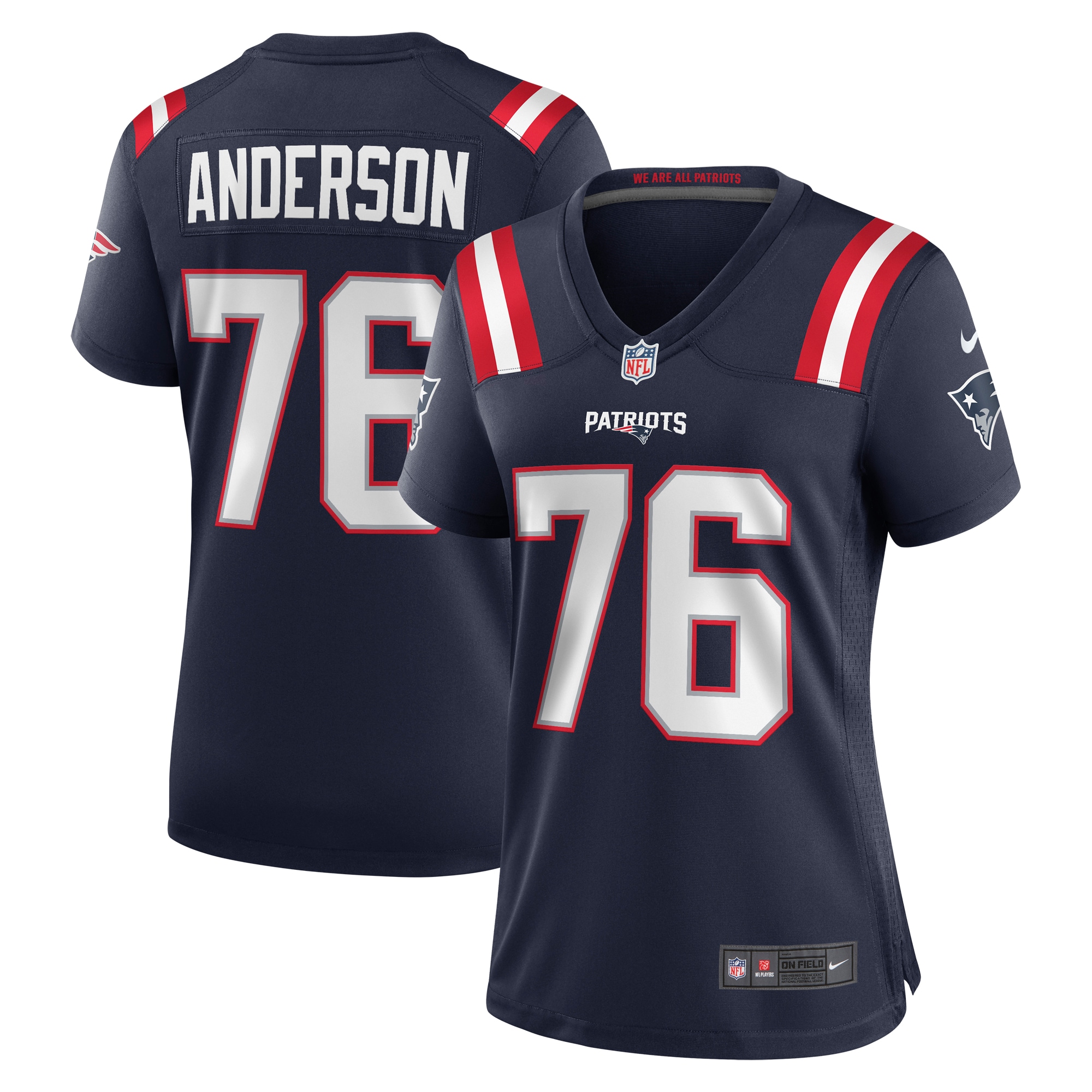 Calvin Anderson New England Patriots Women's Game Jersey - Navy