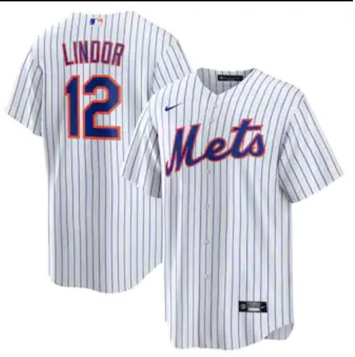 Men's New York Mets #12 Francisco Lindor  White Home Replica Player Jersey