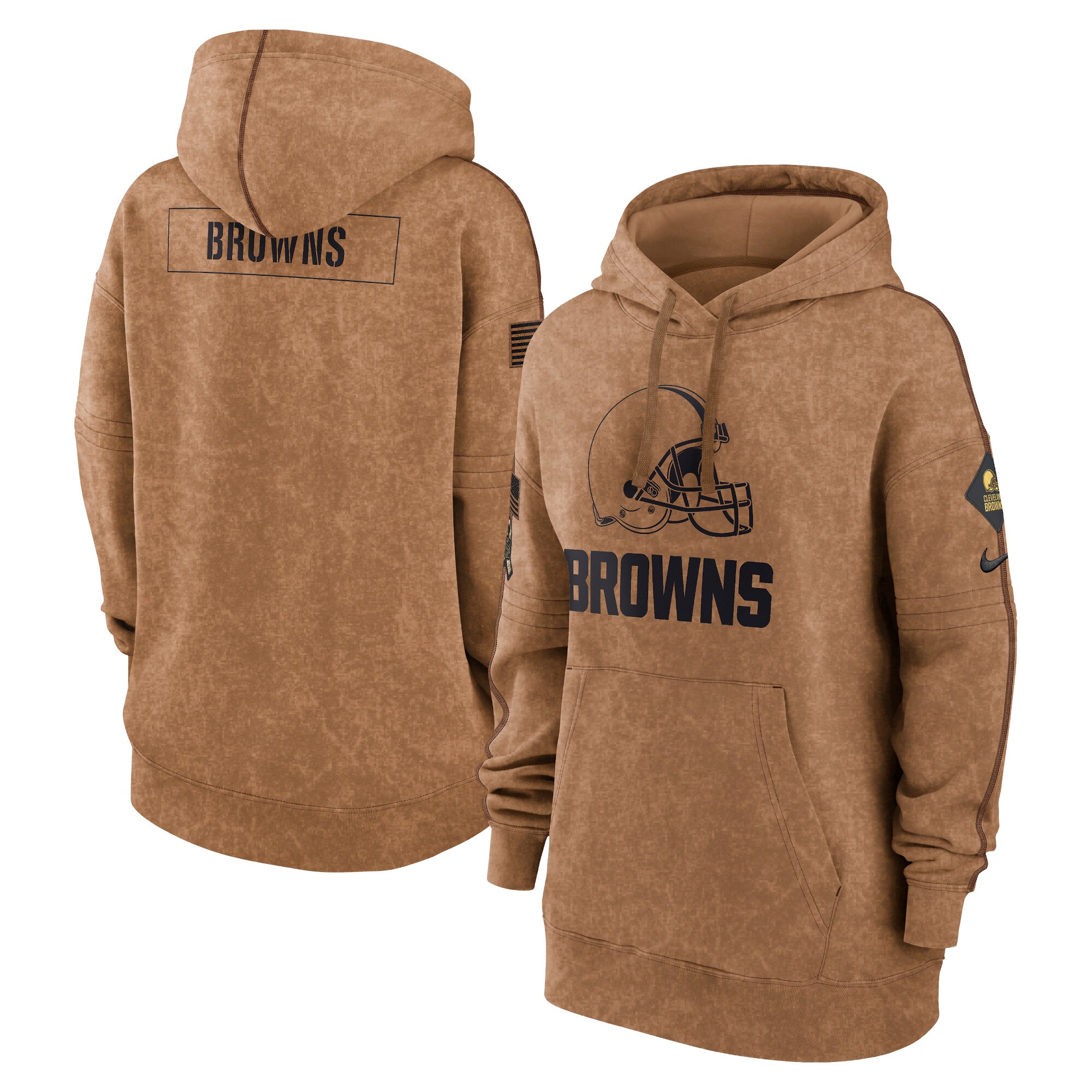 Cleveland Browns  Women's 2023 Salute to Service Pullover Hoodie - Brown