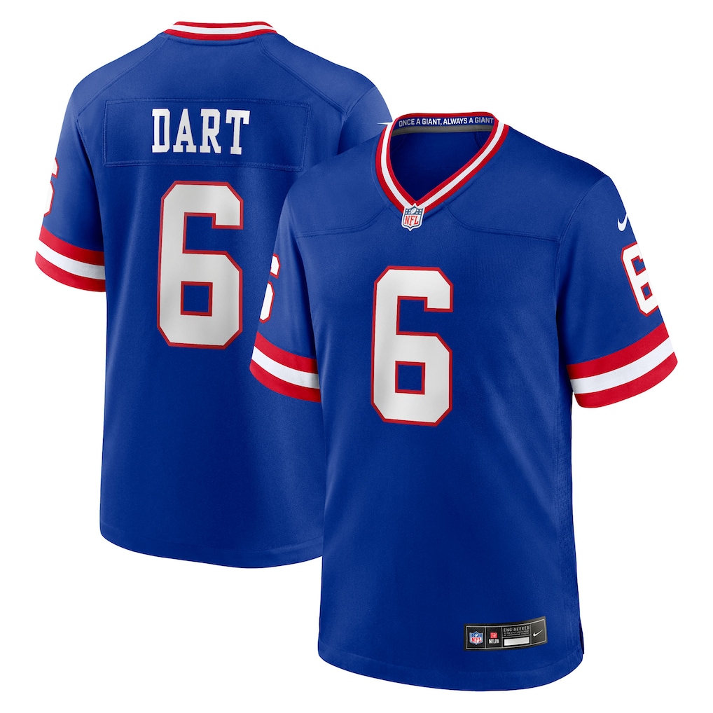 Jaxson Dart #6 New York Giants Alternate 2 Classic Game Jersey - Royal
