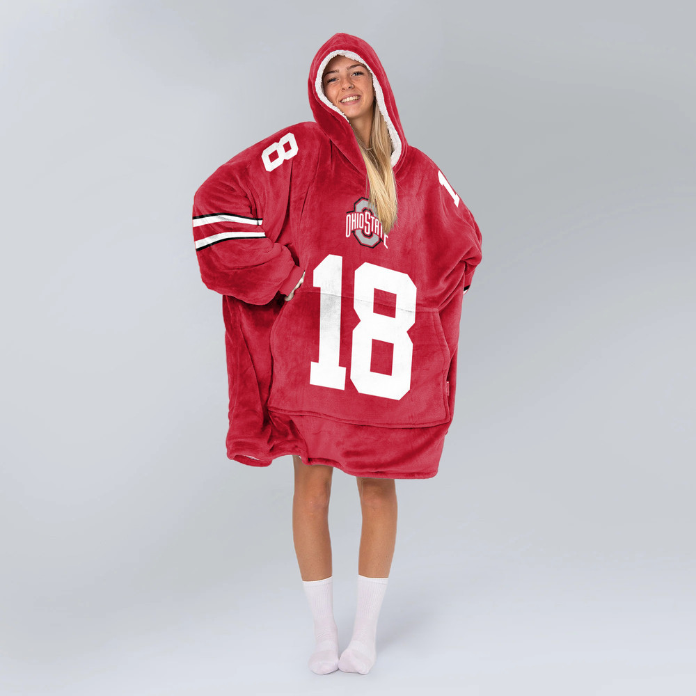 Adult 18 Ohio State Football Unisex Blanket Hoodie