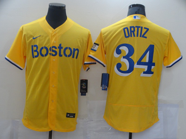 Men's  Boston Red Sox #34 David Ortiz 2021 City Connect MLB Player Flex Base Jersey