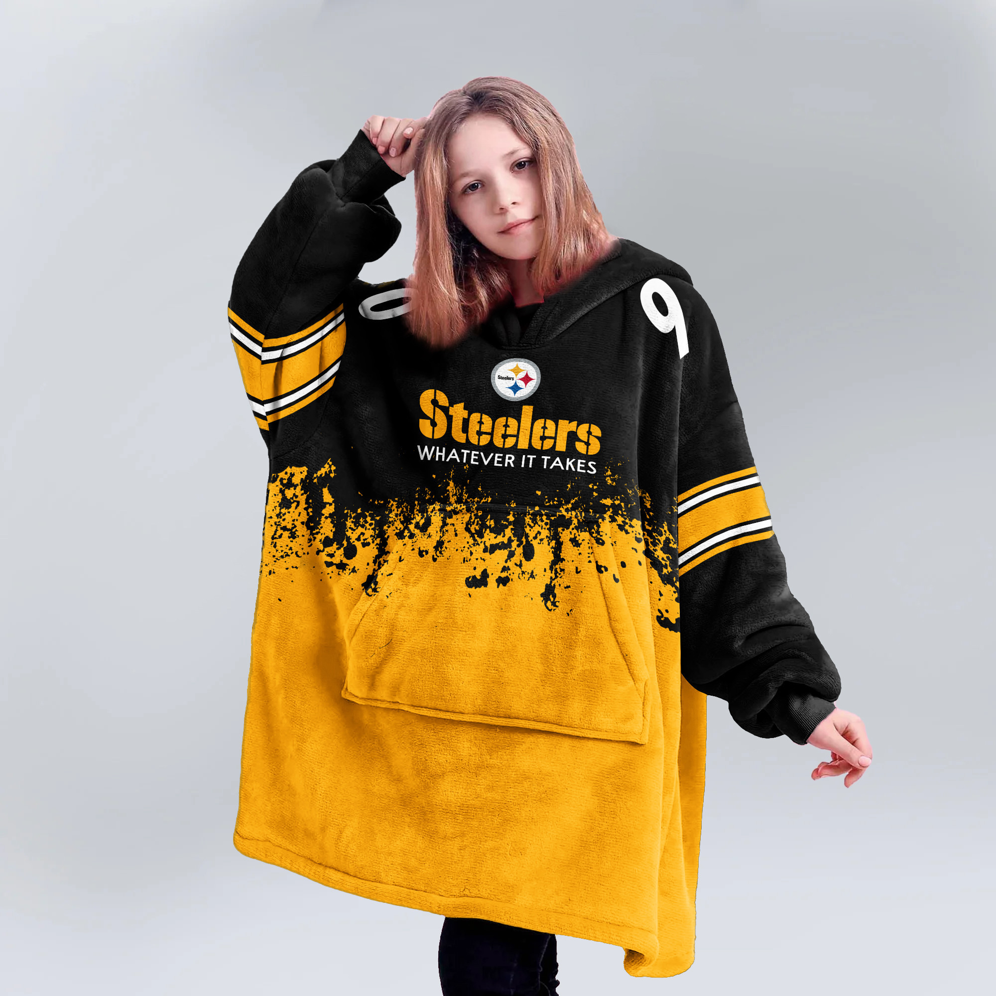 Adult 90 Pittsburgh Football Unisex Blanket Hoodie