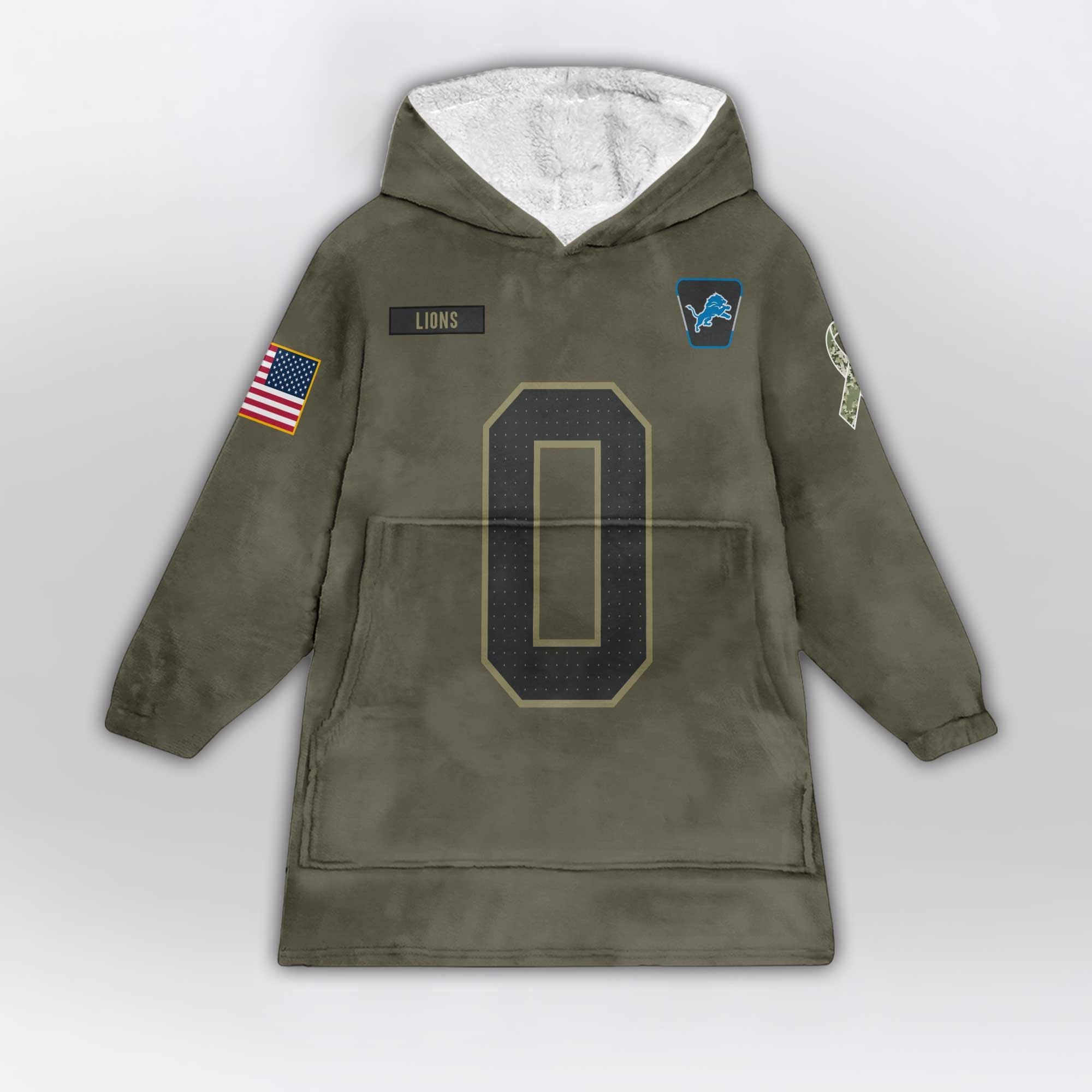 Army J.G 0 Detroit Football Unisex Blanket Hoodie