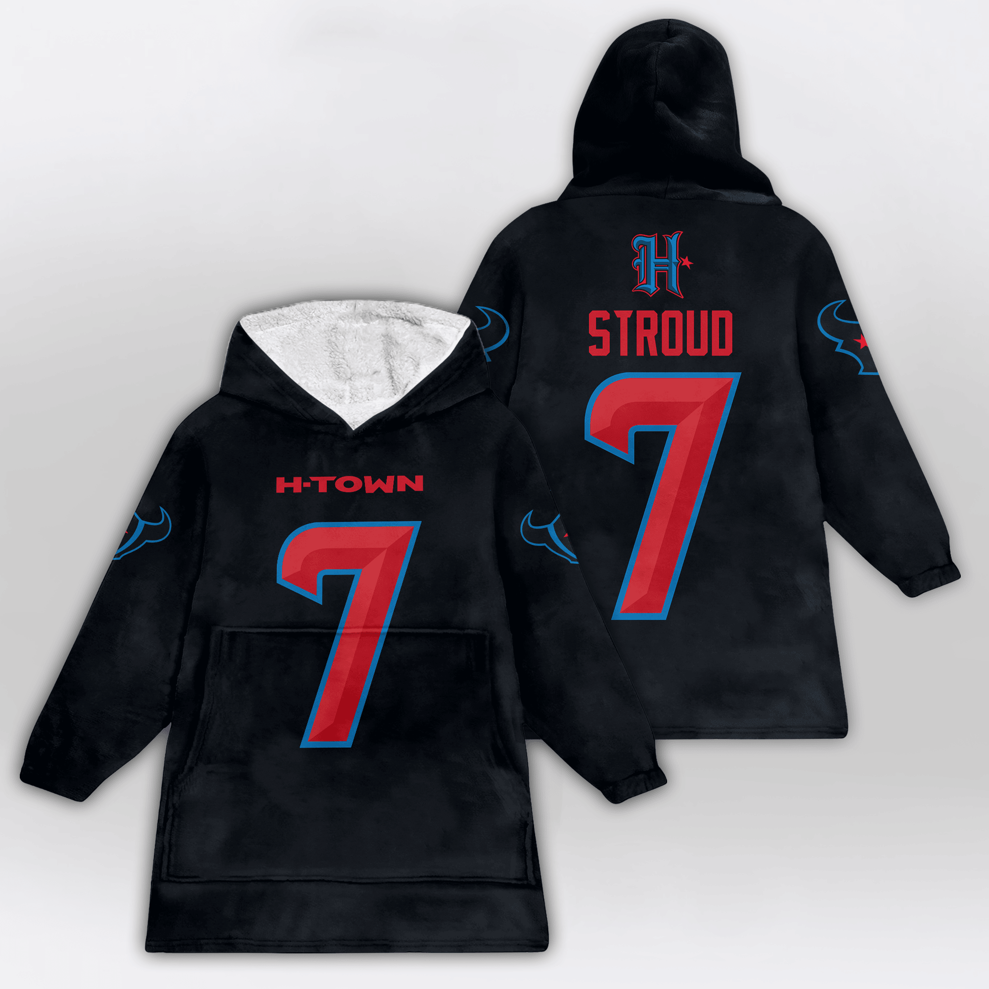 Adult C.J.S 7 Houston Football Unisex Blanket Hoodie