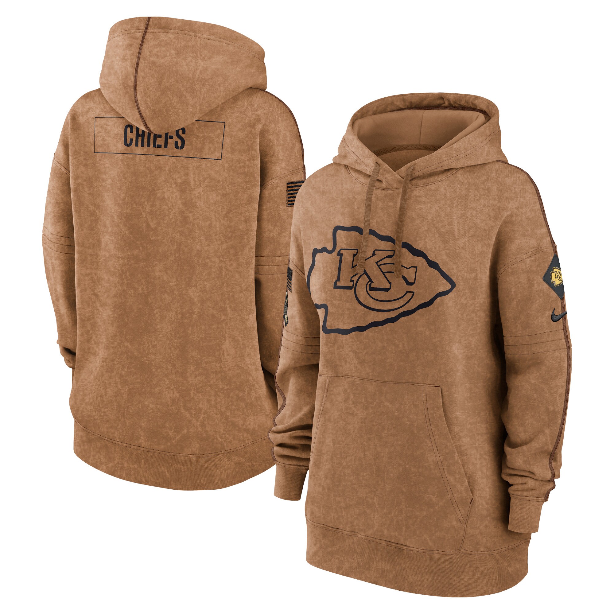 Kansas City Chiefs  Women's 2023 Salute to Service Pullover Hoodie - Brown