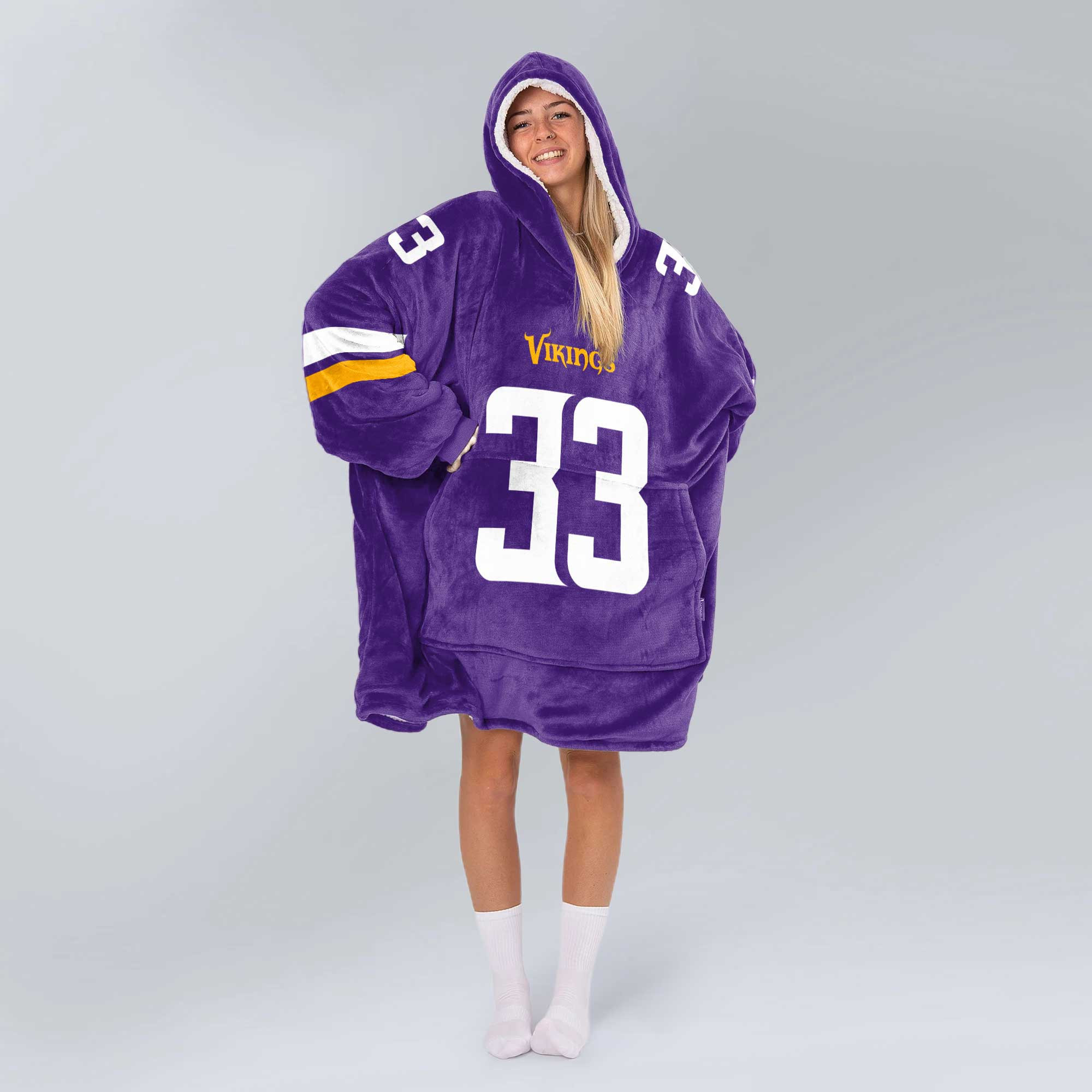 Adult 33 Minnesota Football Unisex Blanket Hoodie