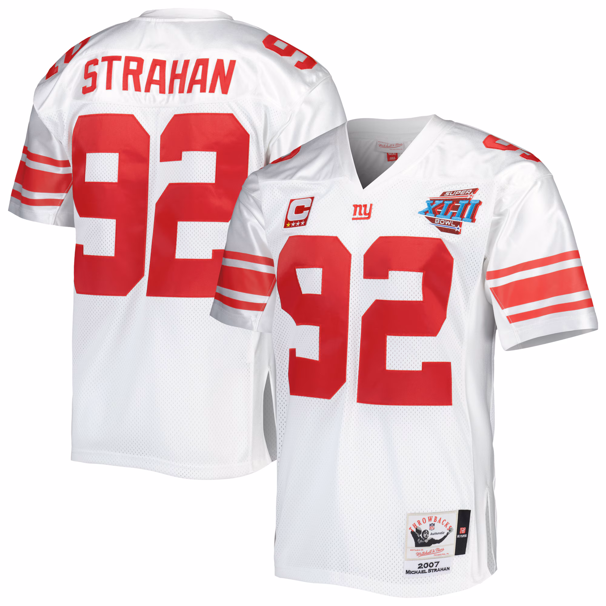 Michael Strahan New York Giants 2007 Authentic Throwback Retired Player Jersey - White
