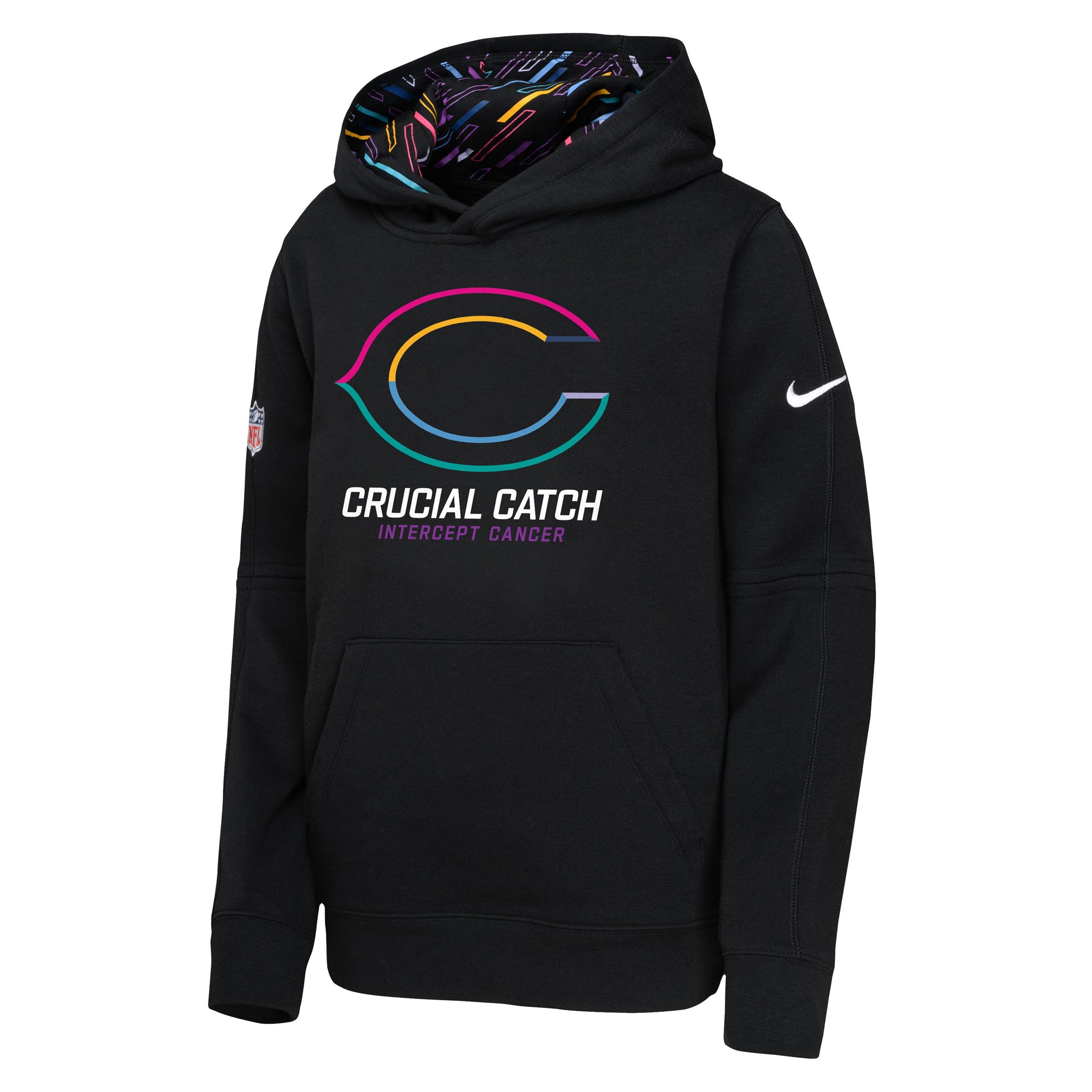 Chicago Bears Youth 2024 NFL Crucial Catch Pullover Hoodie - Black