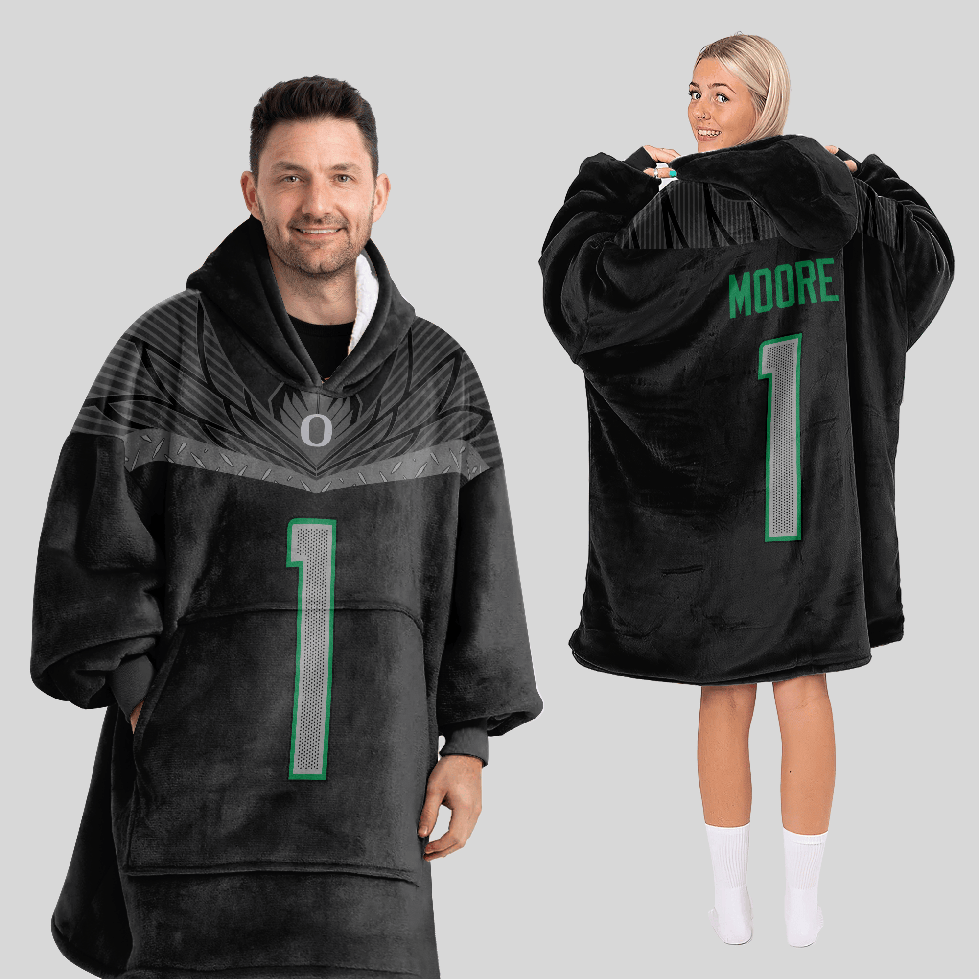 Adult D.M 1 Oregon Football Unisex Blanket Hoodie