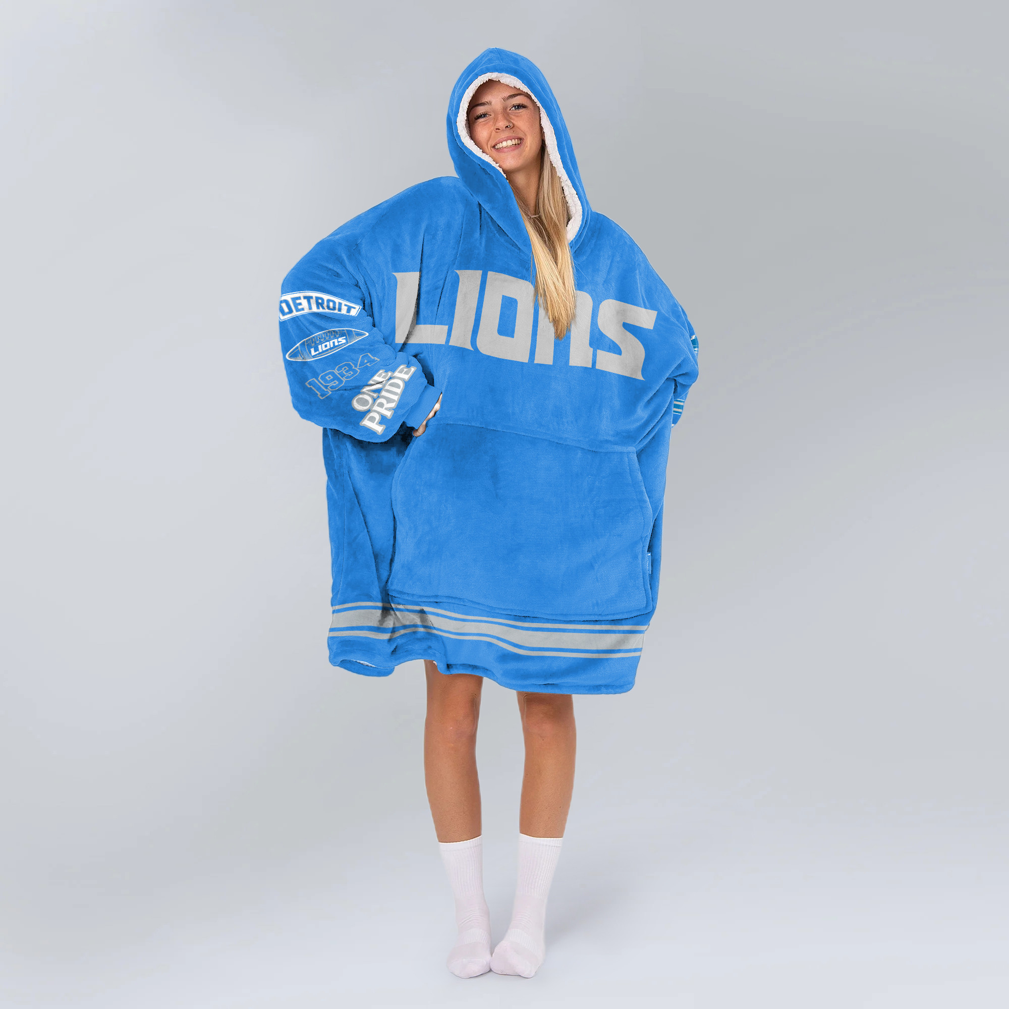 Adult Detroit Football Unisex Blanket Hoodie