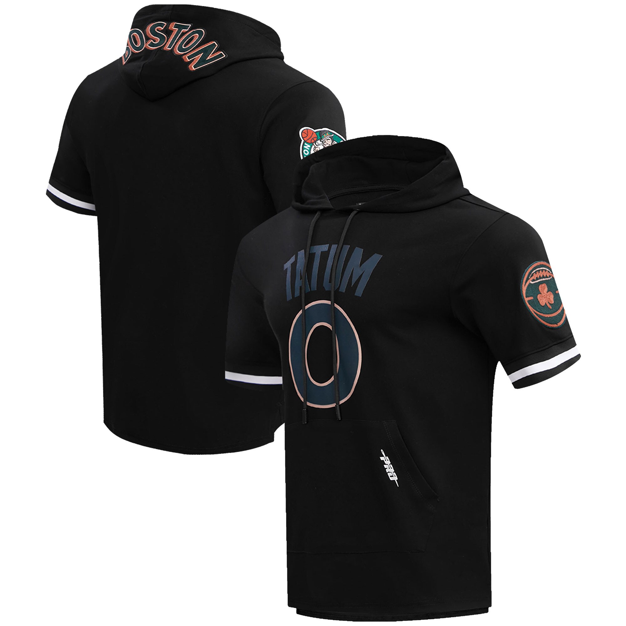 Men's Boston Celtics Jayson Tatum Pro Standard Black 2023/24 City Edition Name & Number Short Sleeve Pullover Hoodie