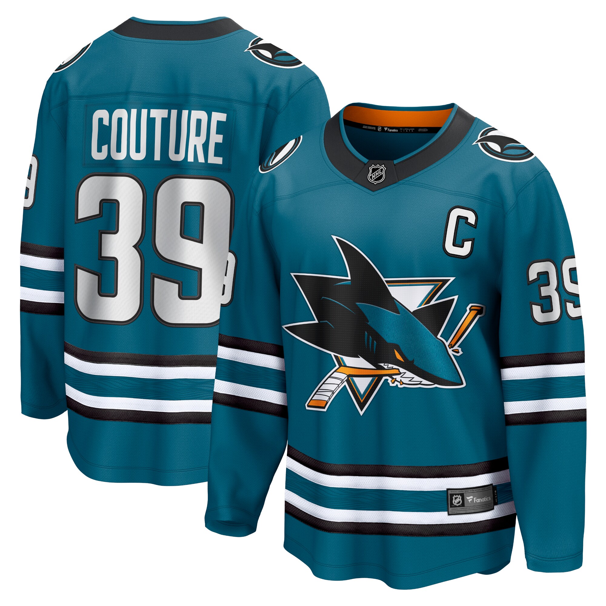 Logan Couture San Jose Sharks Home Premier Breakaway Player Jersey - Teal
