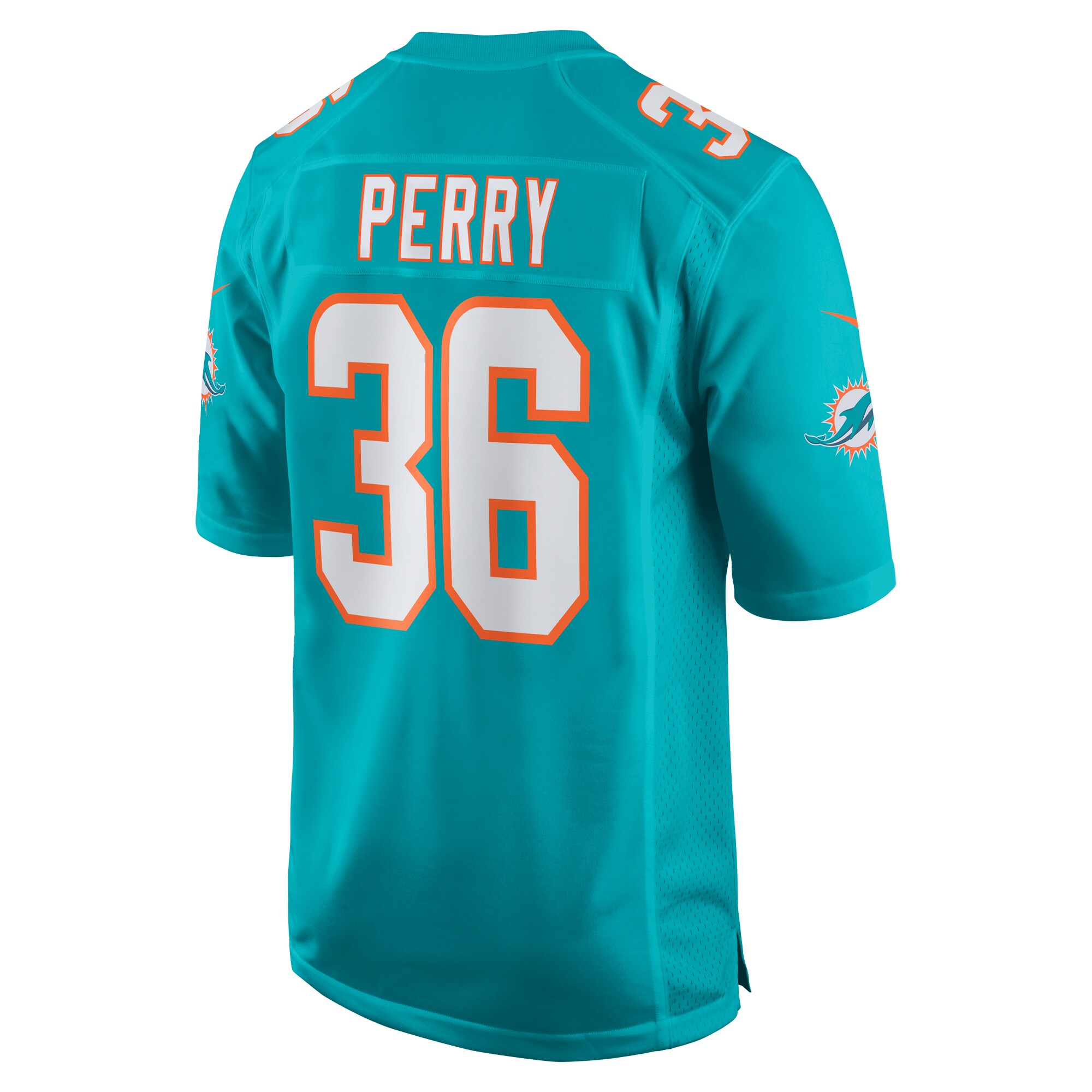 Jamal Perry Miami Dolphins Home Game Player Jersey - Aqua