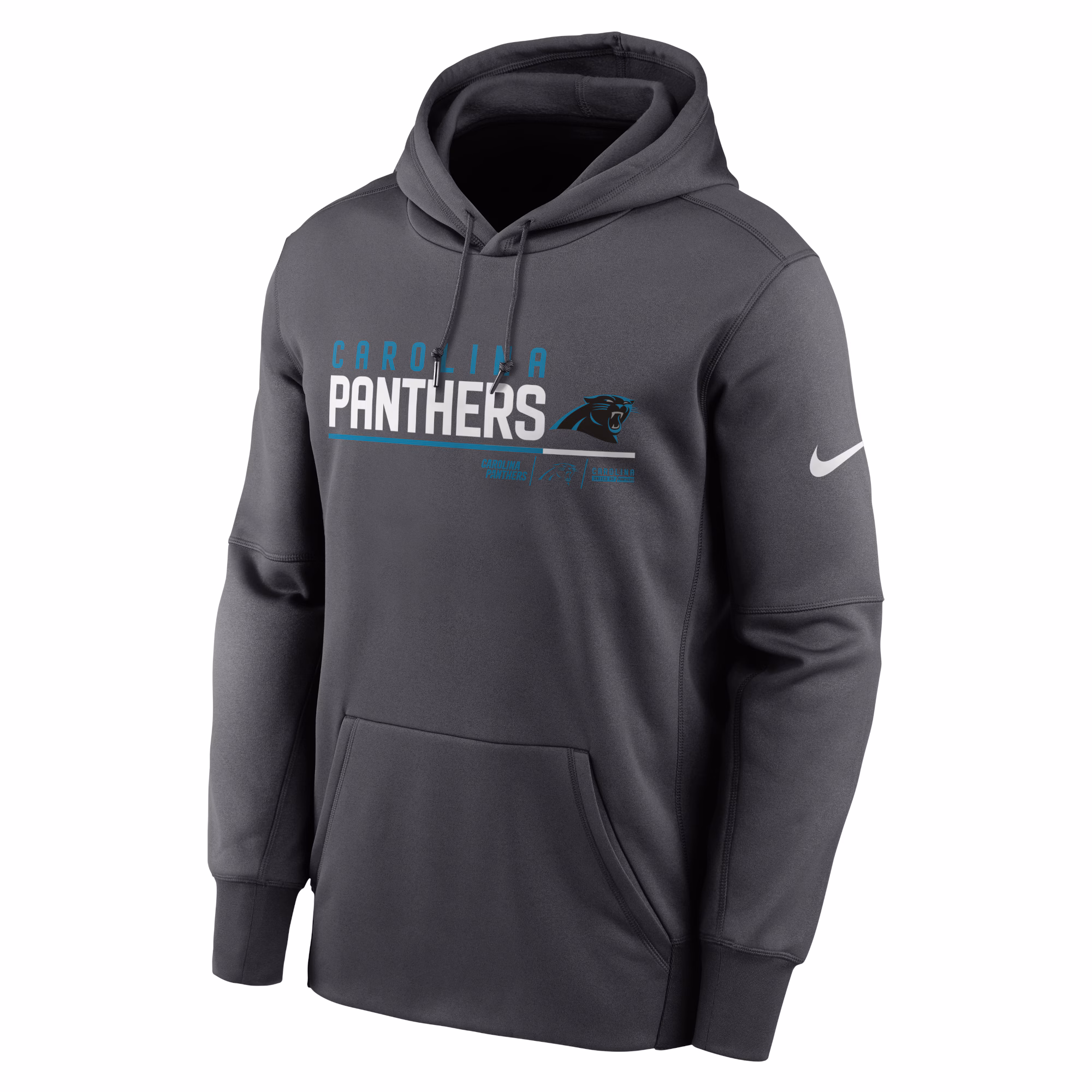 Carolina Panthers Prime Logo Name Split Pullover Hoodie - Anthracite