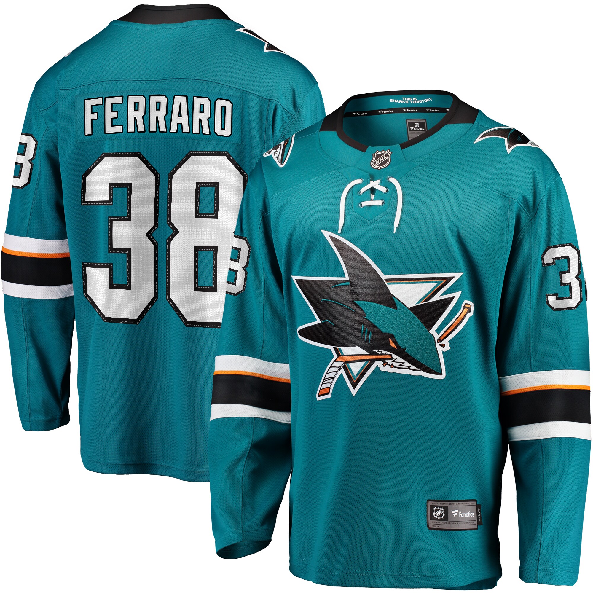 Mario Ferraro San Jose Sharks Replica Player Jersey - Teal