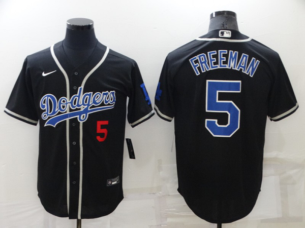 Men's  Los Angeles Dodgers #5 Freddie Freeman Black MLB Cool Base Jersey
