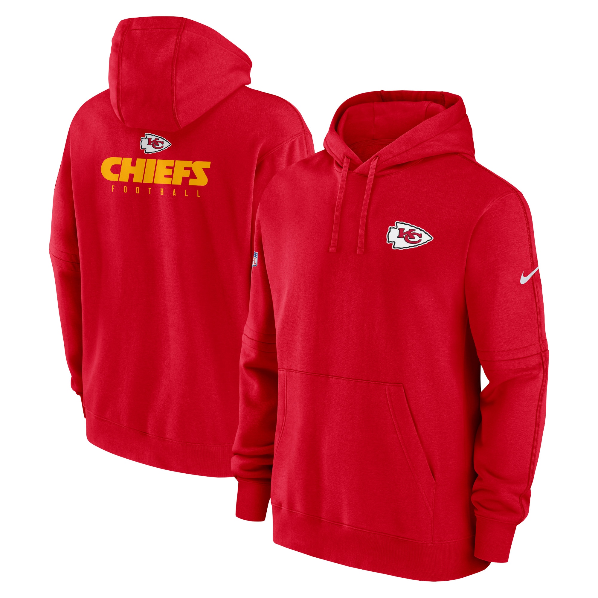 Kansas City Chiefs  Sideline Club Fleece Pullover Hoodie - Red