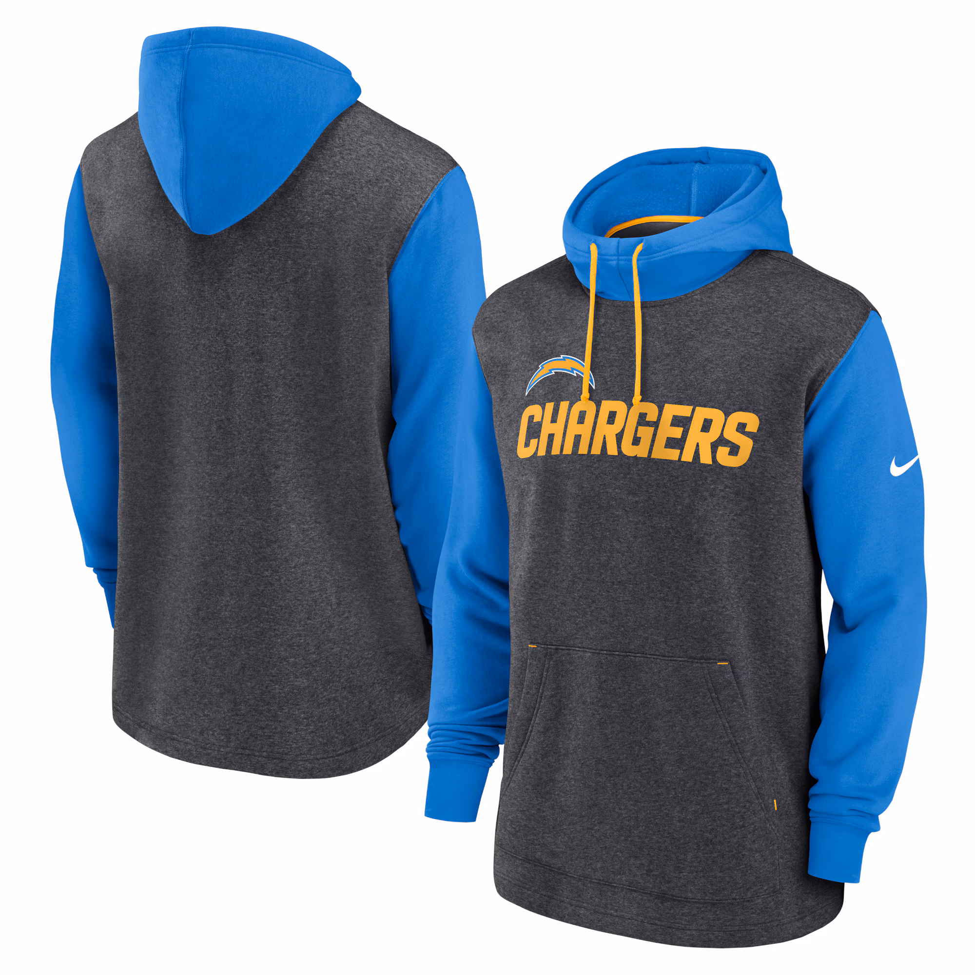 Los Angeles Chargers Surrey Legacy Pullover Hoodie - Heathered Charcoal/Powder Blue