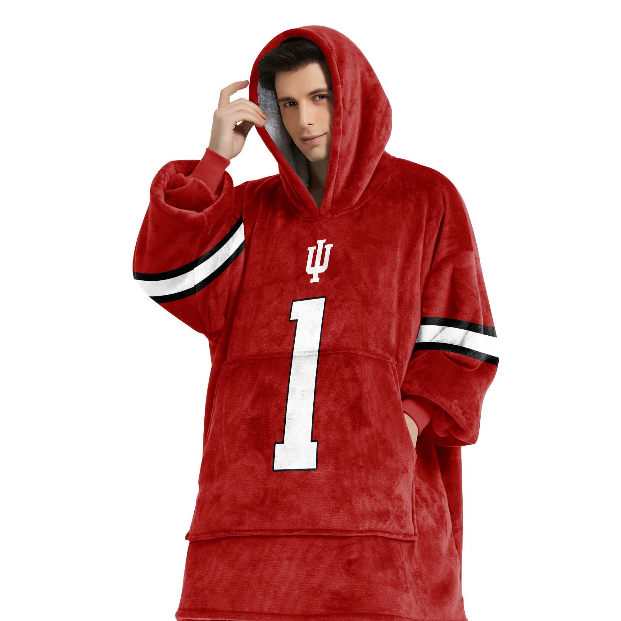Adult #1 Indiana Football Unisex Blanket Hoodie