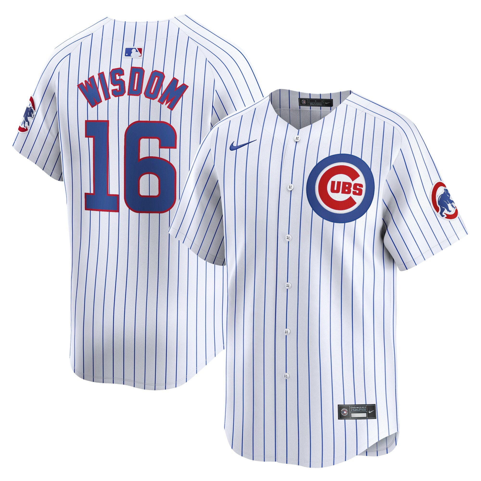 Men's Chicago Cubs #16 Patrick Wisdom  White Home Limited Player Jersey