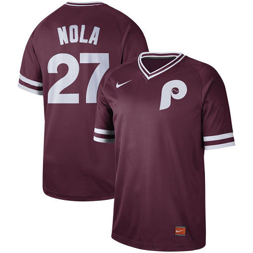 Men's  Philadelphia Phillies #27 Aaron Nola Cooperstown Collection Legend V-Neck Jersey