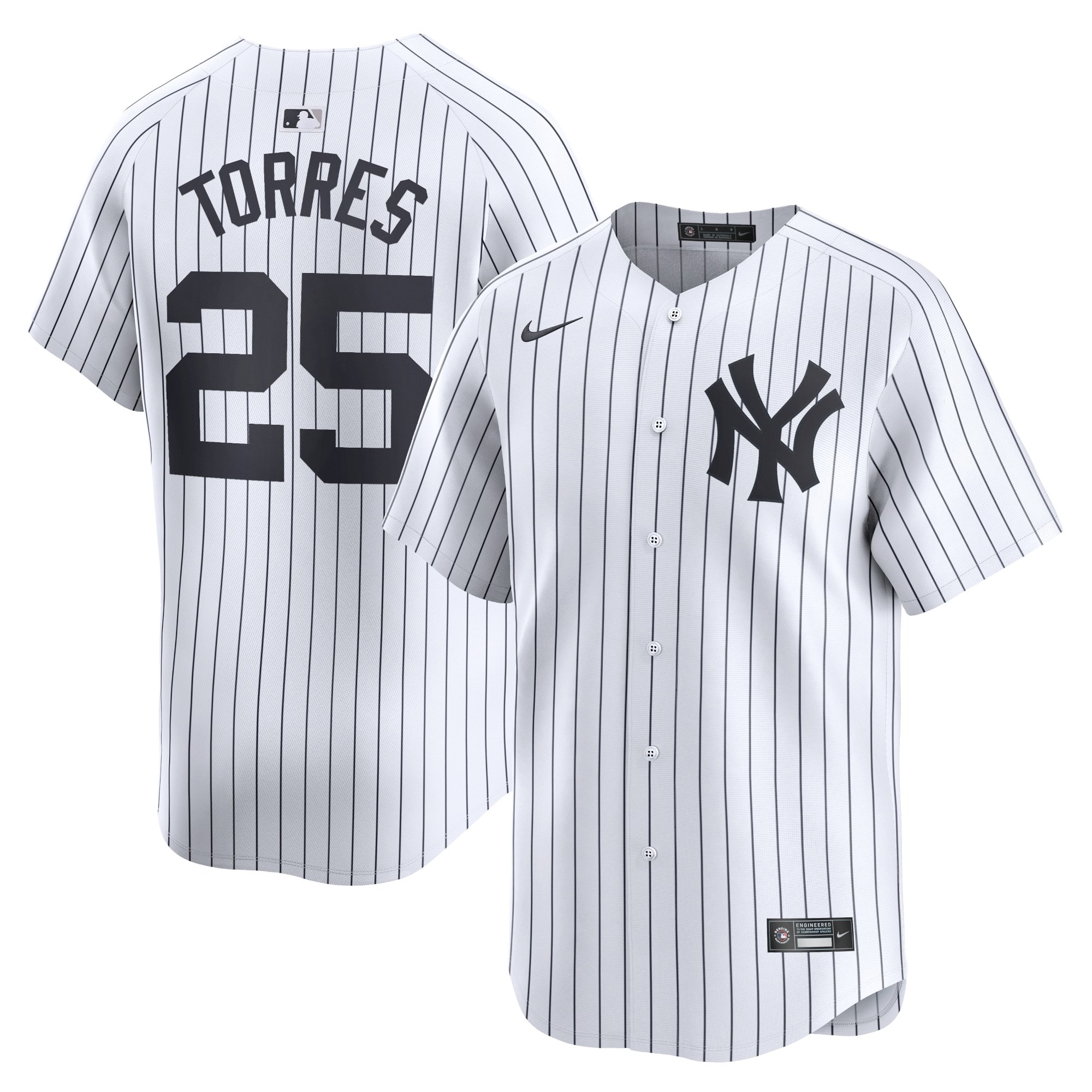 Men's New York Yankees #25 Gleyber Torres  White Home Limited Player Jersey