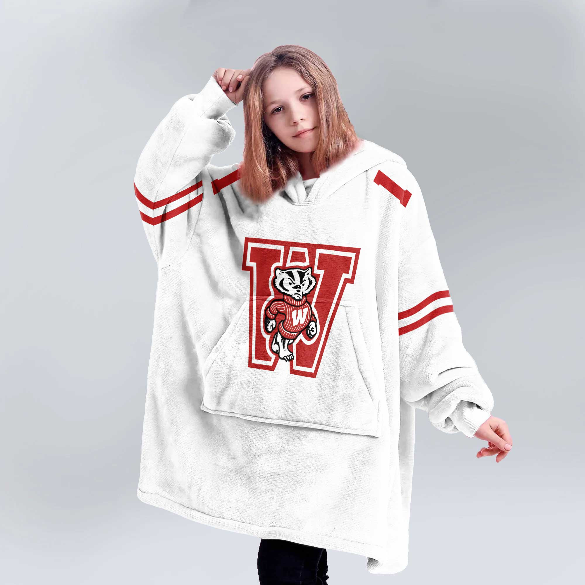 Kid #1 Wisconsin Football Unisex Blanket Hoodie