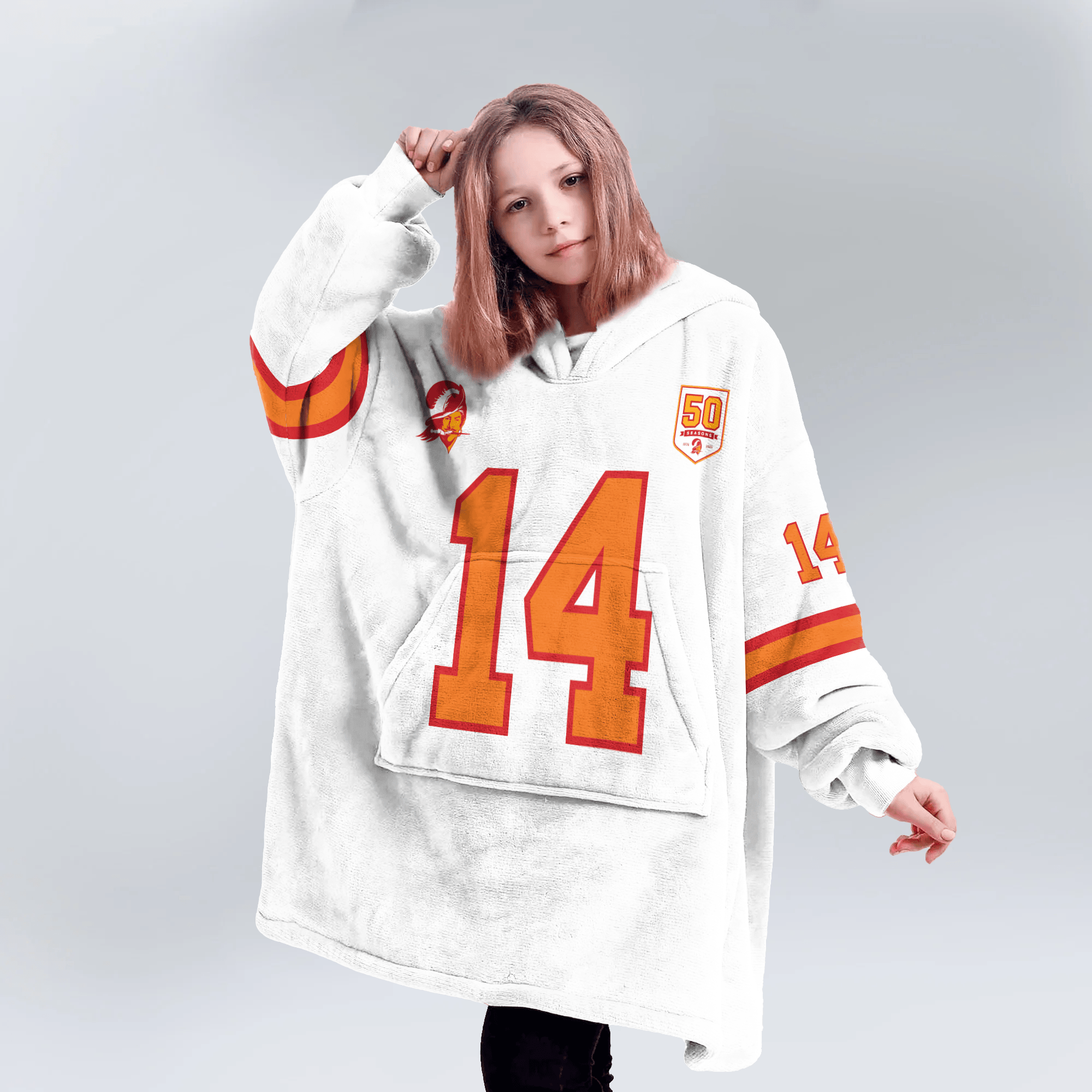 Kid 14 Tampa Bay Football 50th Season Game Unisex Blanket Hoodie