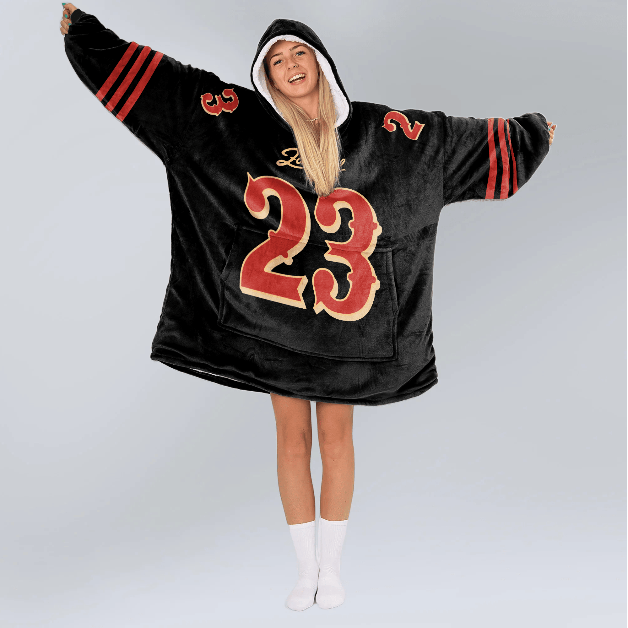 Adult C.M 23 San Francisco 49ers Football Unisex Blanket Hoodie