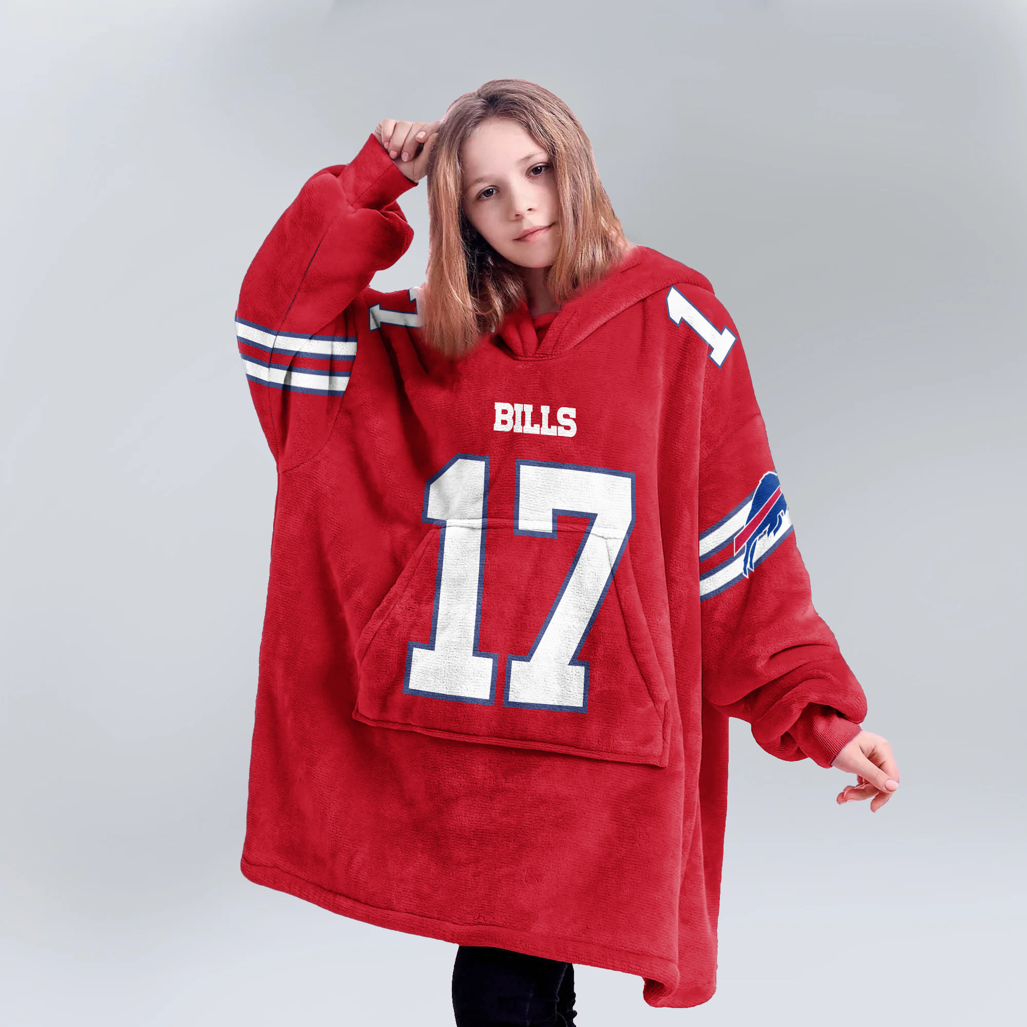 Kid 17 Buffalo Football Unisex Blanket Hoodie
