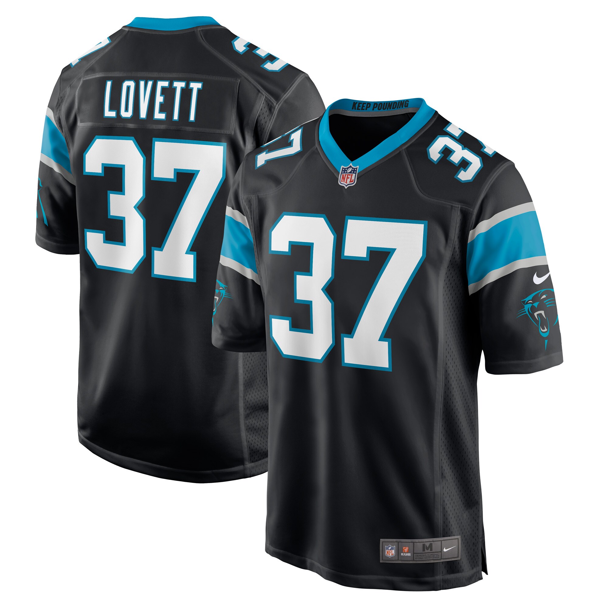 John Lovett Carolina Panthers  Game Player Jersey - Black