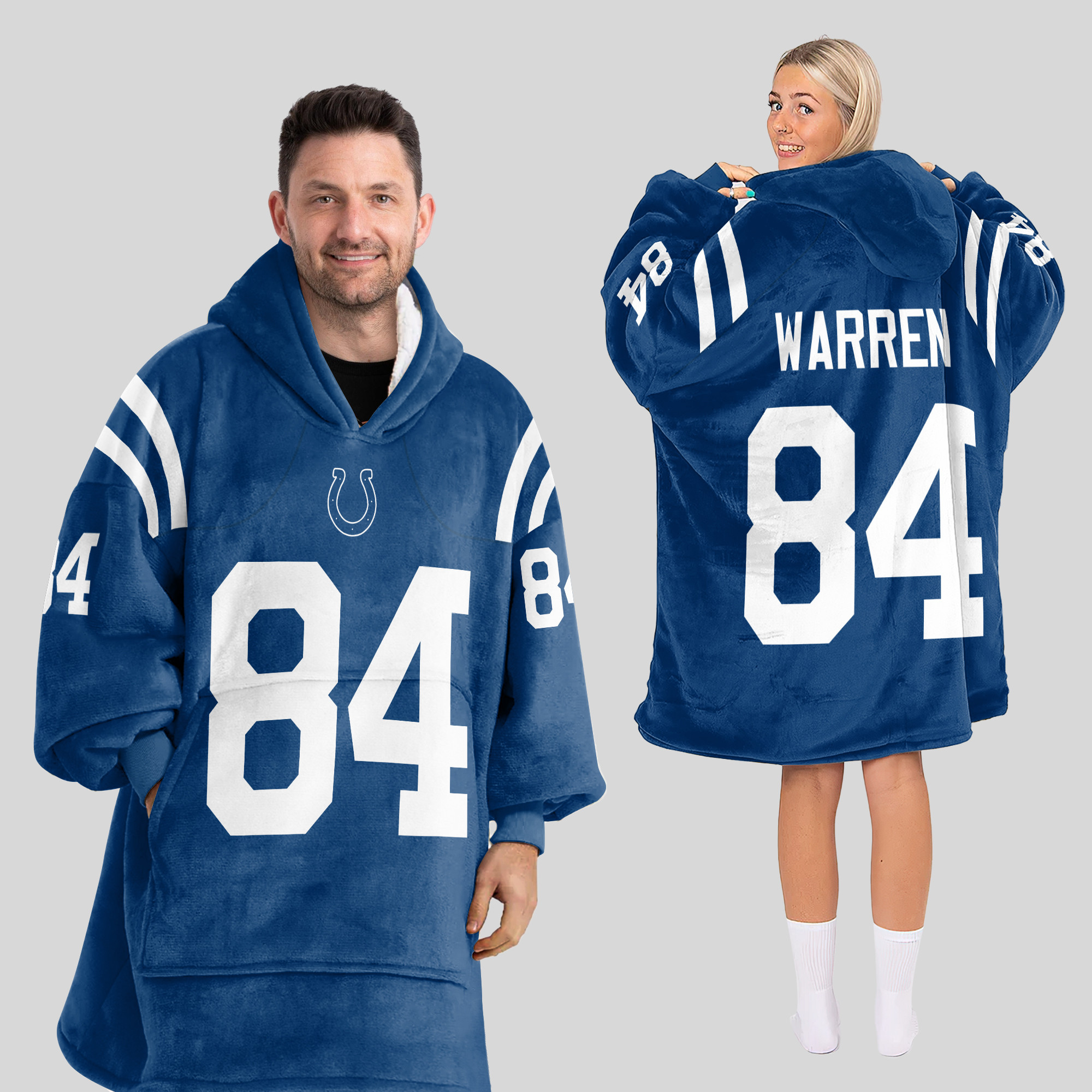 Adult 84 Indianapolis Football Unisex Blanket Hoodie