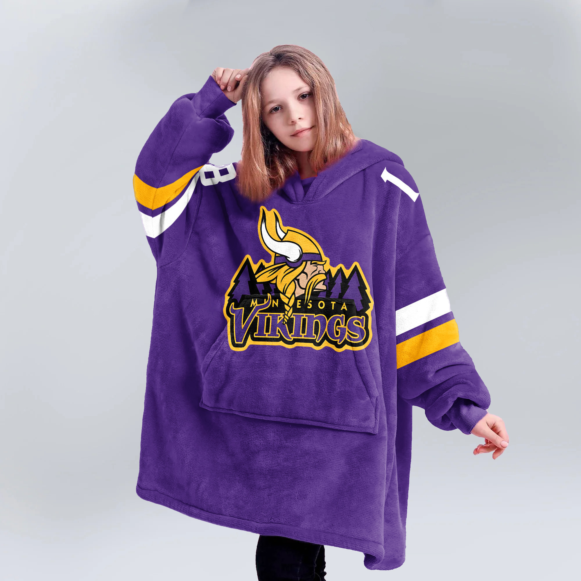 Adult 18 Minnesota Football Unisex Blanket Hoodie
