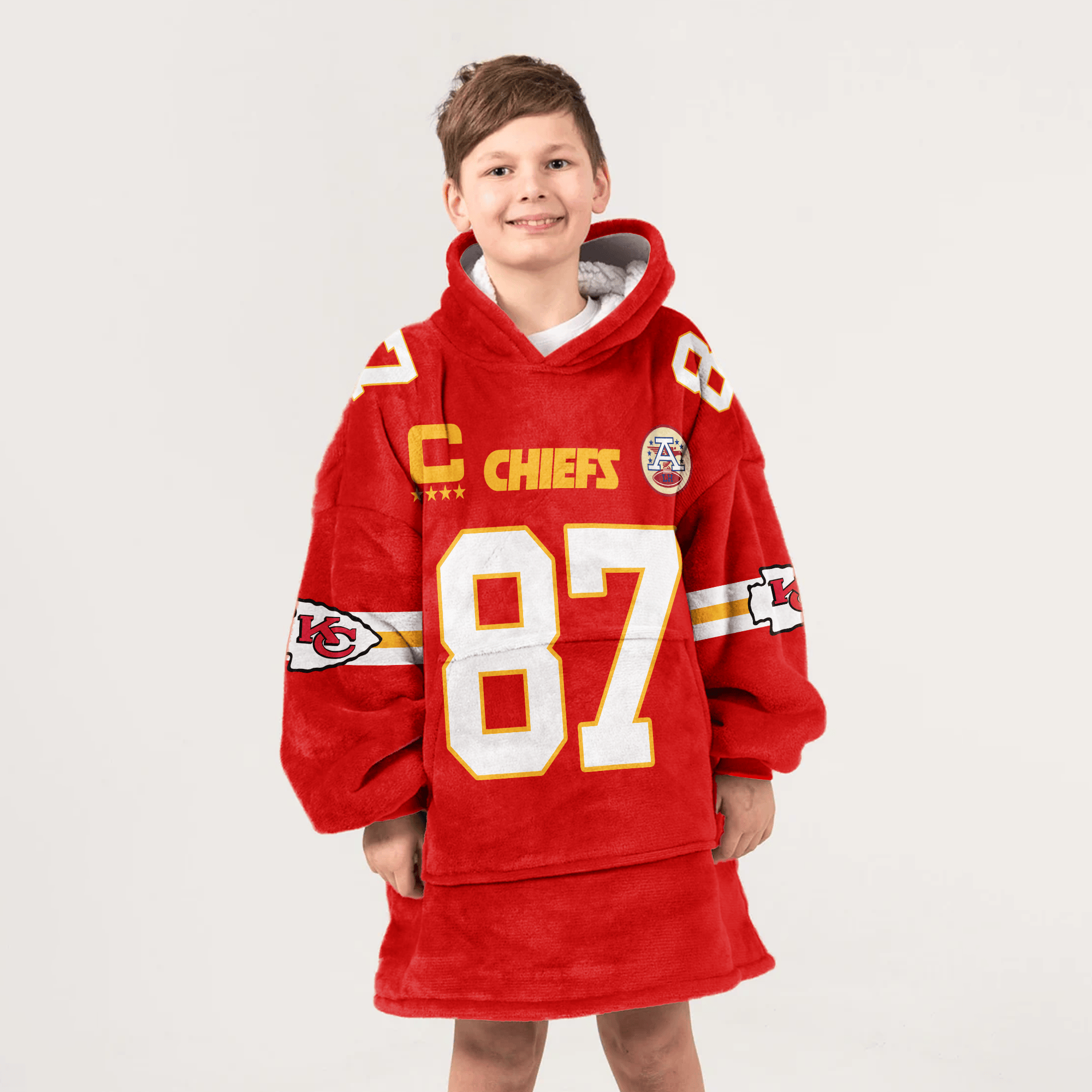 Kid T.K 87 Captain Kansas City Football Unisex Blanket Hoodie