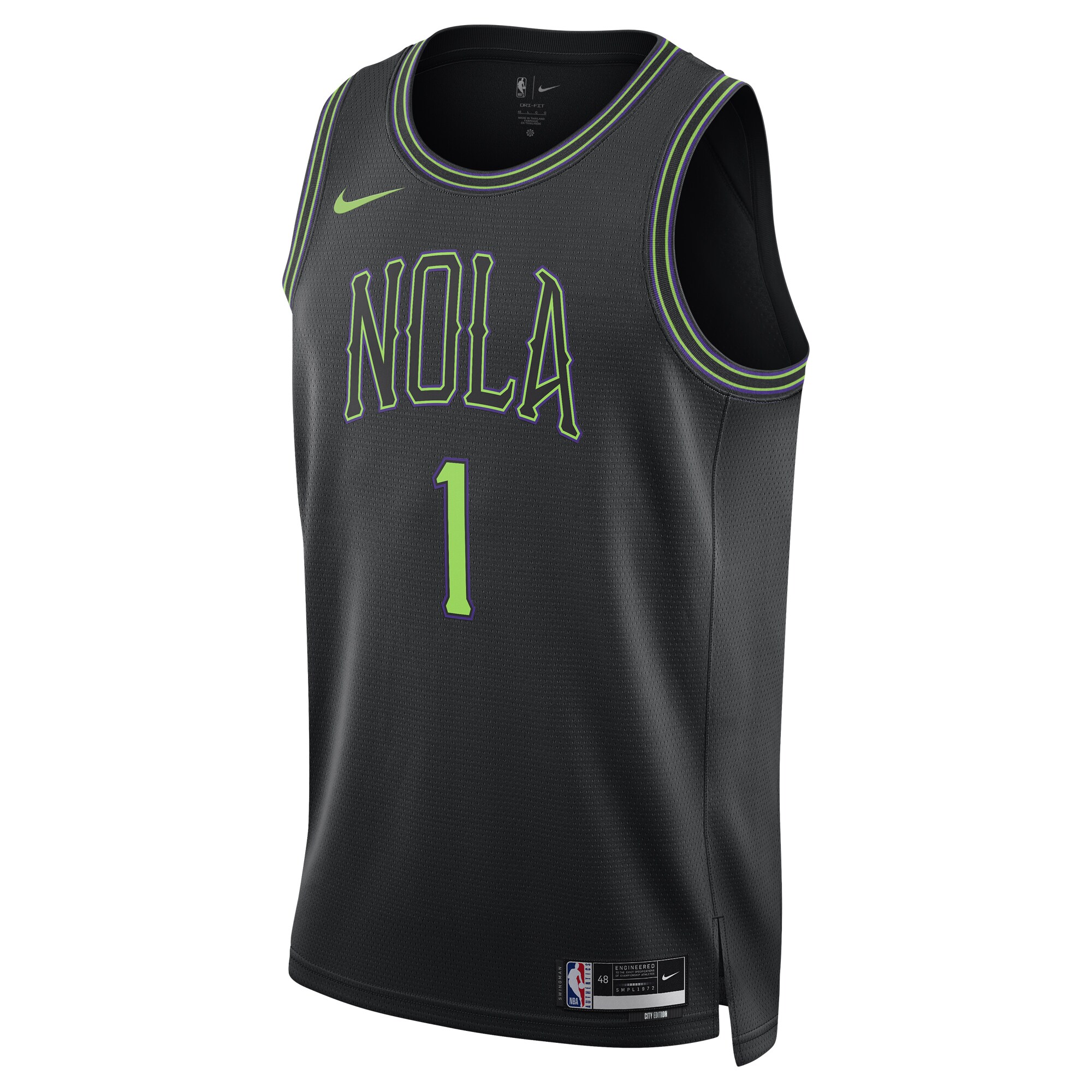 Unisex New Orleans Pelicans Zion Williamson  Black 2023/24 Swingman Jersey - City Edition