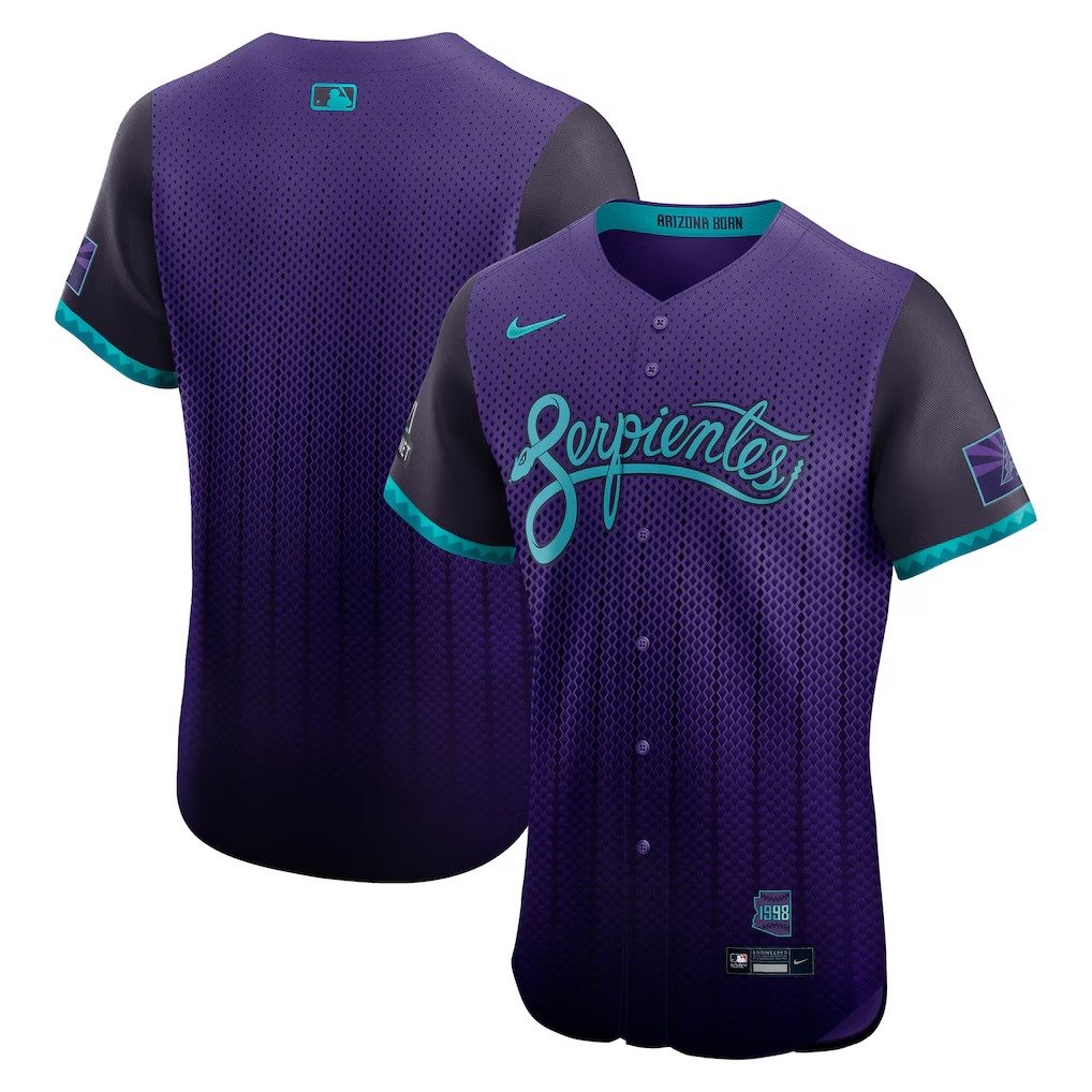 Men's Arizona Diamondbacks  2025 City Connect Elite Purple Jersey With Sponsor Patch