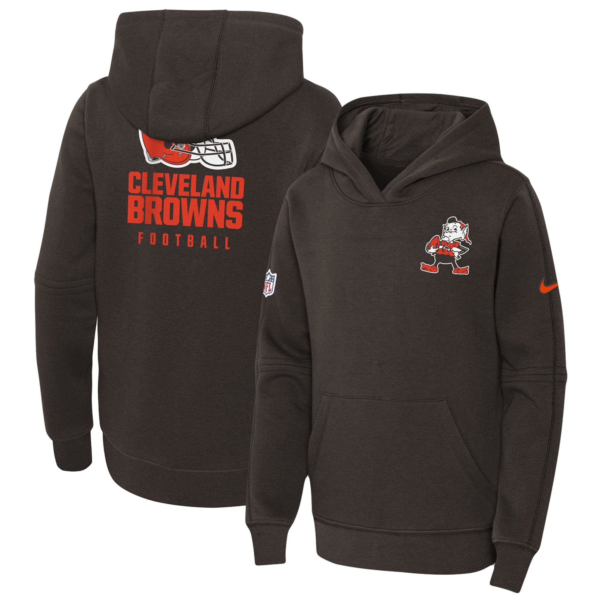 Cleveland Browns  Youth 2023 Sideline Club Fleece Pullover Hoodie - Brown