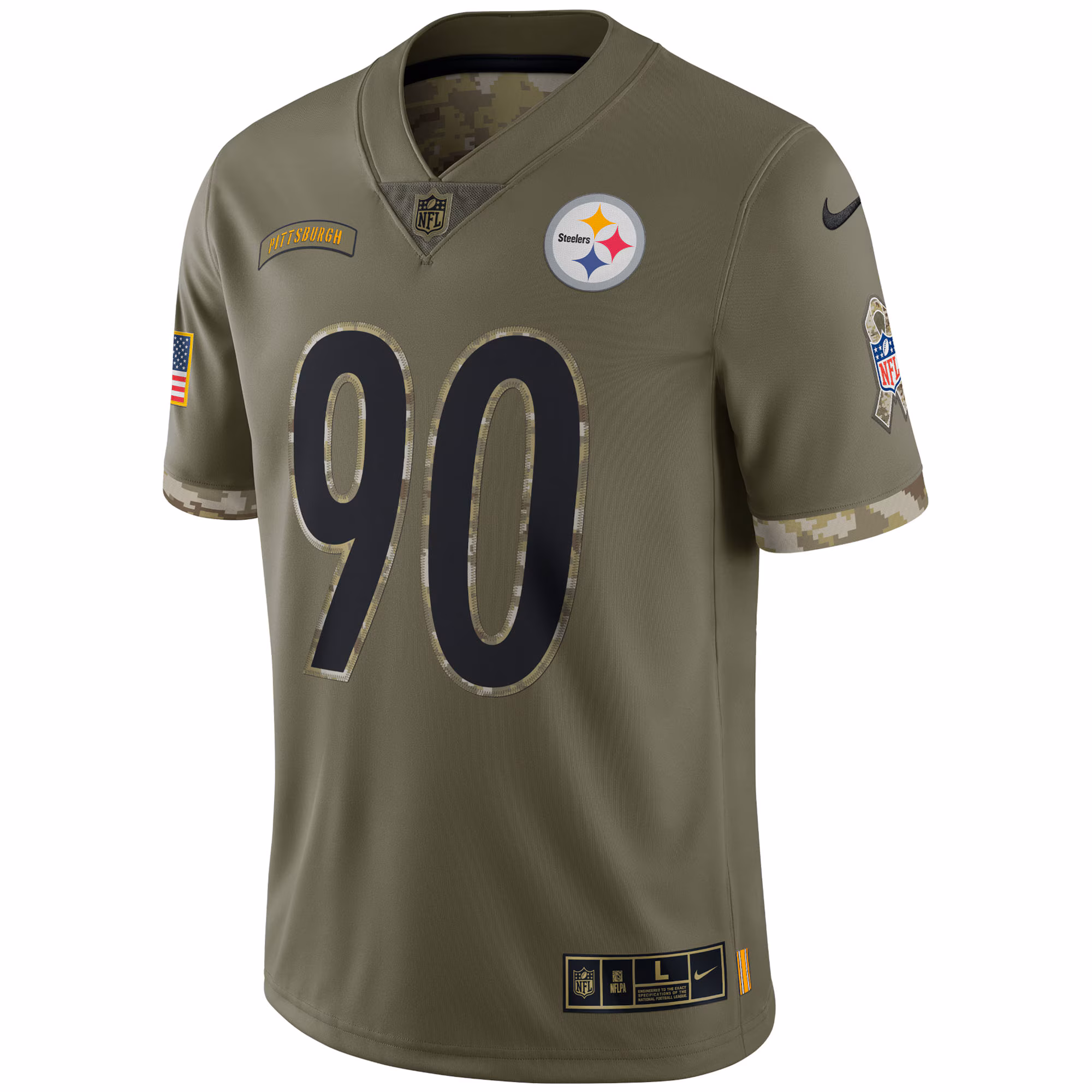 T.J. Watt Pittsburgh Steelers 2022 Salute To Service Limited Jersey - Olive