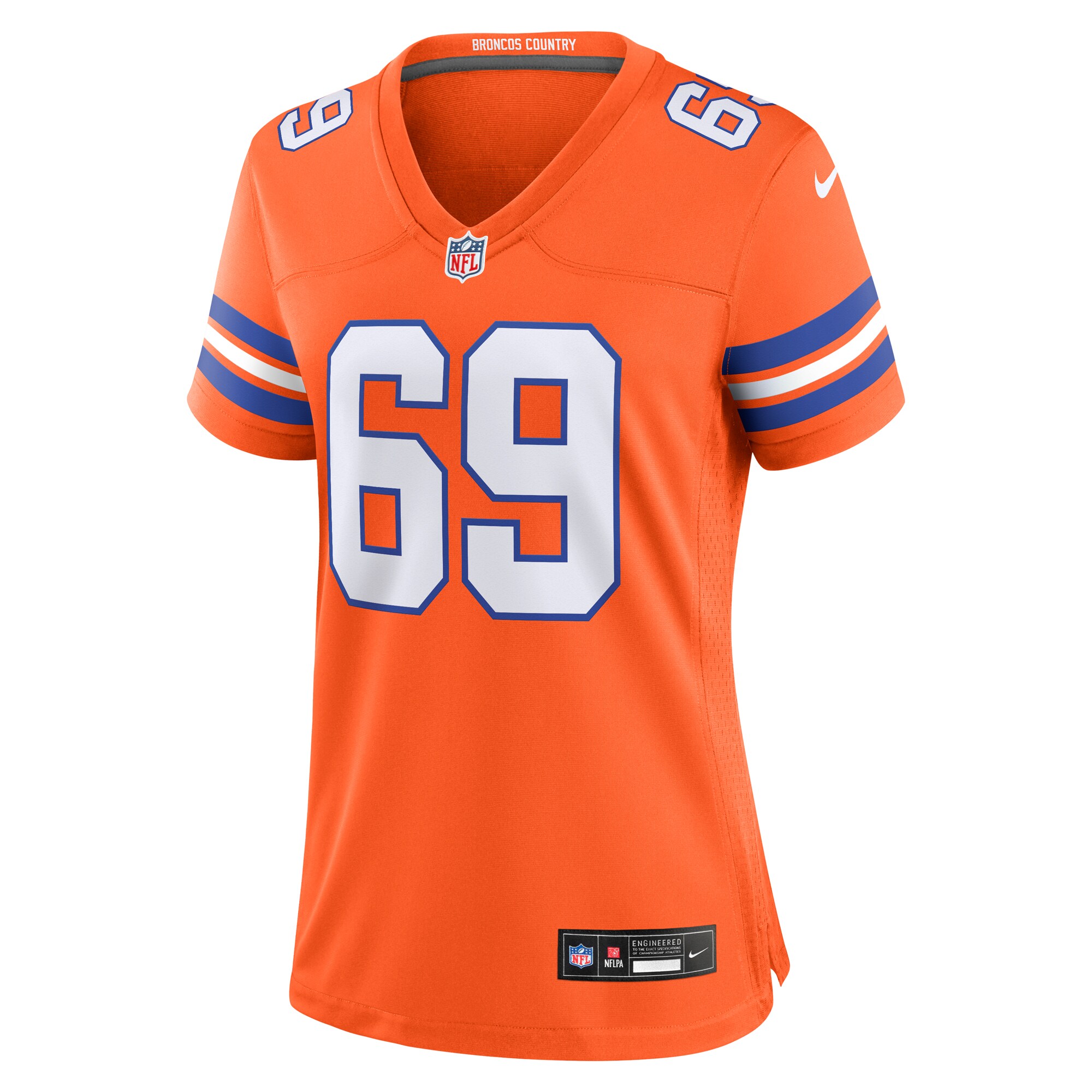 Mark Schlereth Denver Broncos Women's Mile High Collection 1977 Throwback Retired Player Game Jersey - Orange